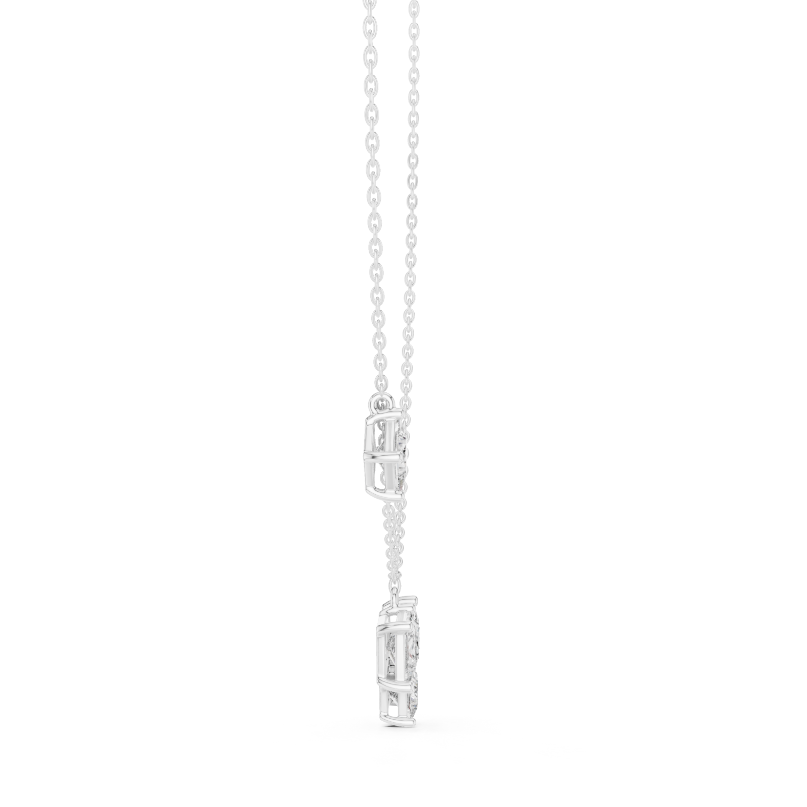  White Gold Radiant Harmony Pendant Necklace Side View