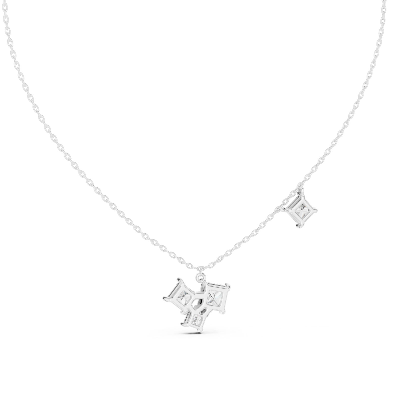  White Gold Radiant Harmony Pendant Necklace Front View