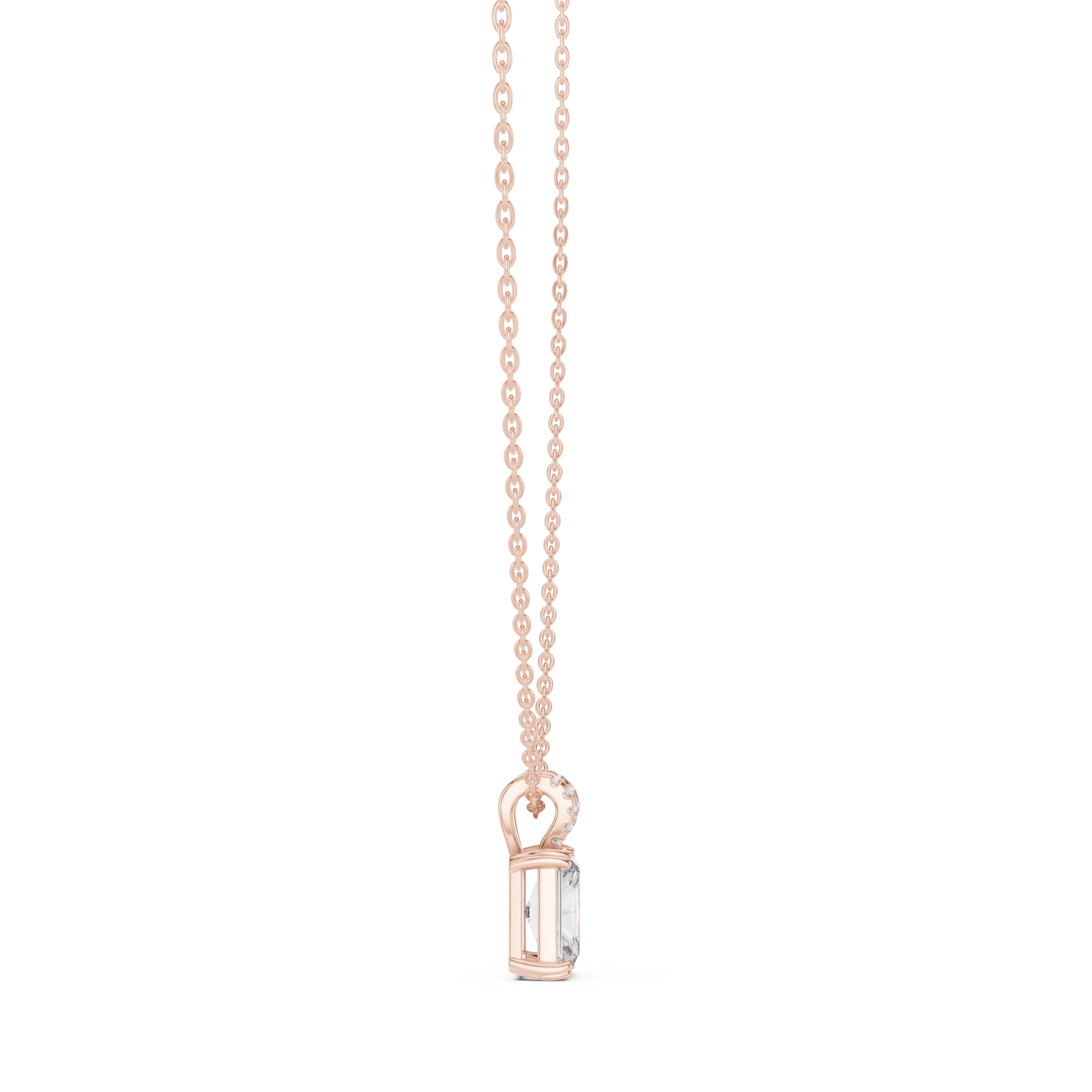  Rose Gold Halo Embrace Bar Pendant Side View