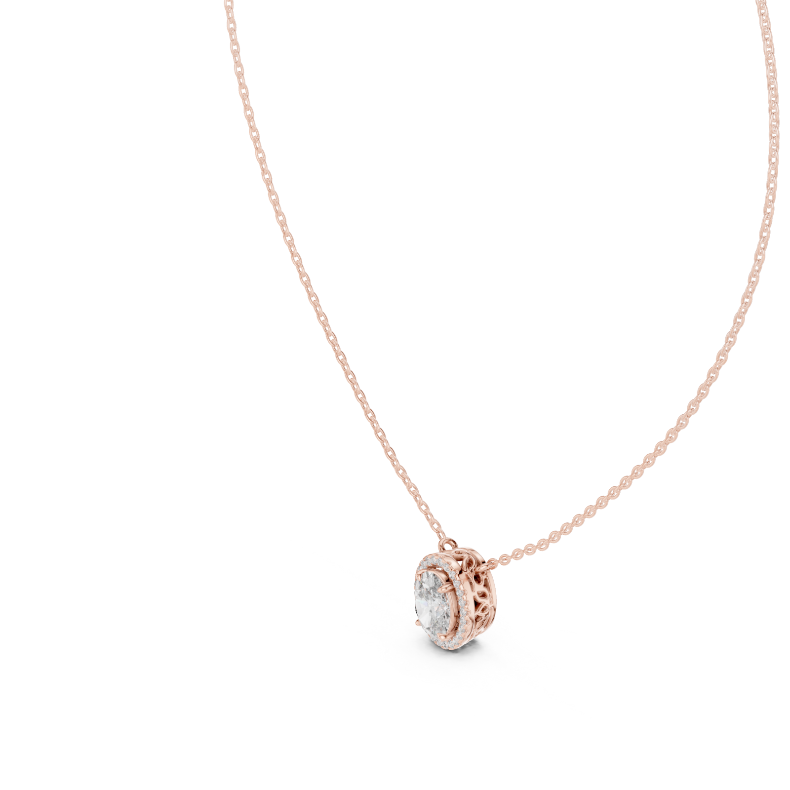  Rose Gold Serene Cascade Solitaire Pendant Necklace Right View