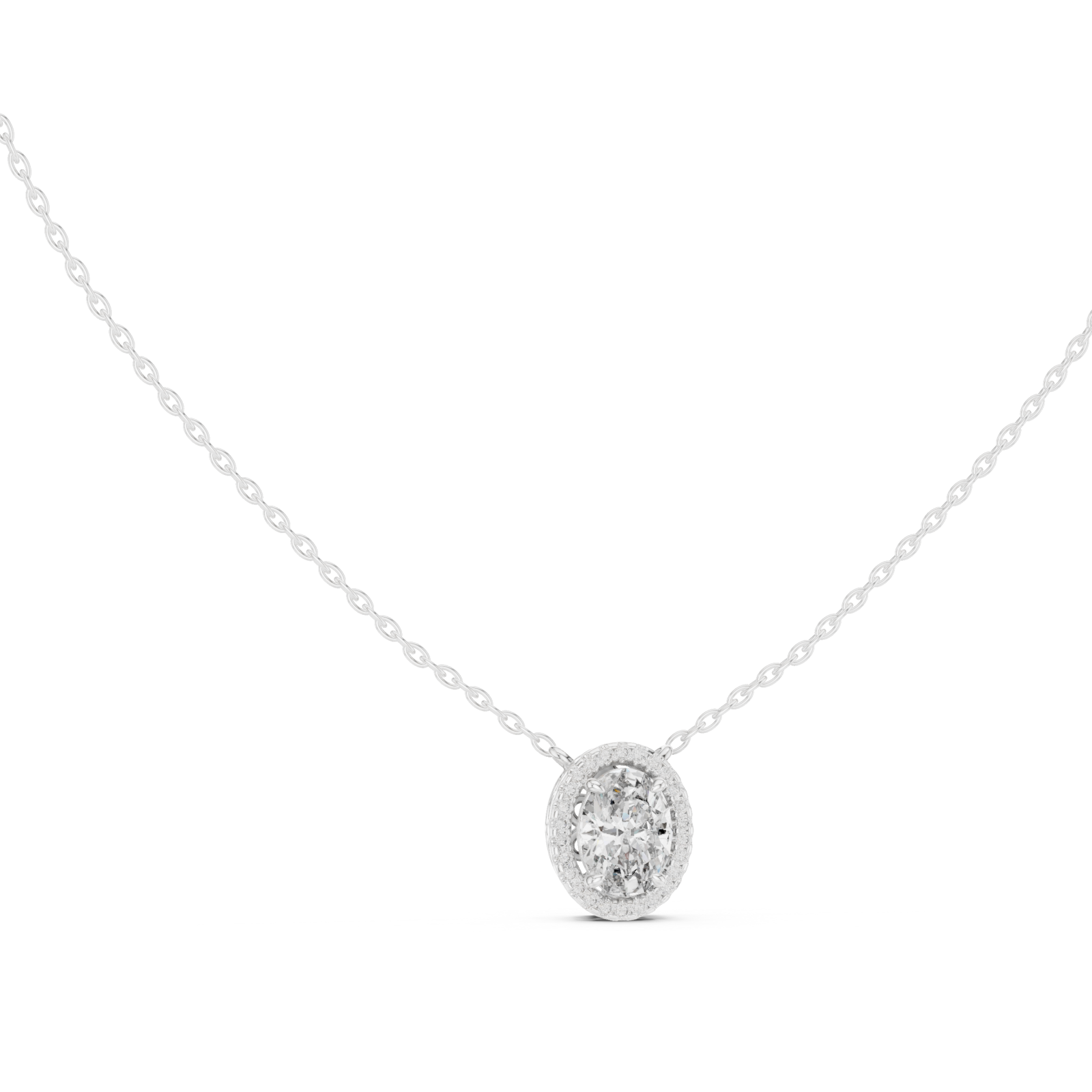 White Gold Serene Cascade Solitaire Pendant Necklace Left View