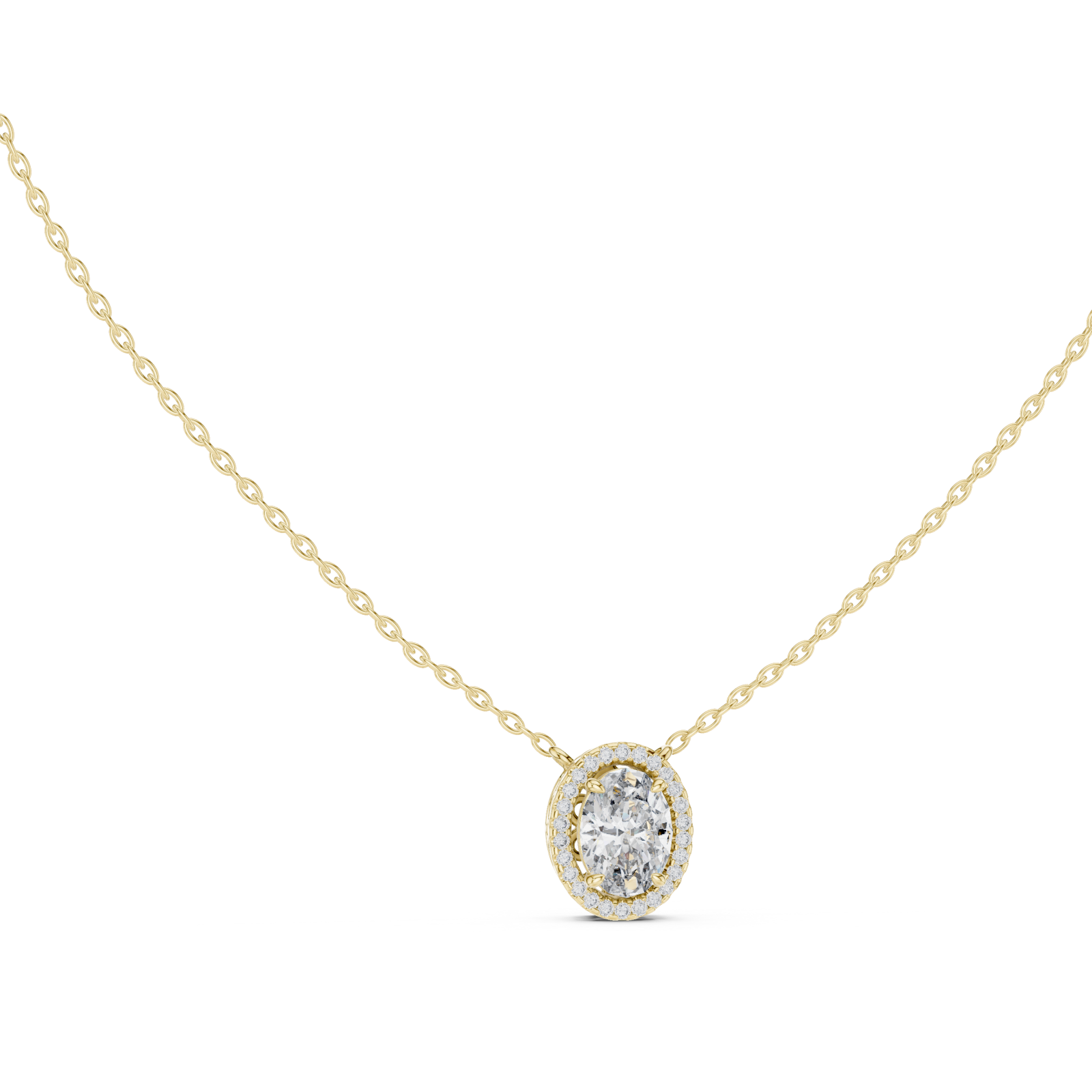  Gold Serene Cascade Solitaire Pendant Necklace Left View