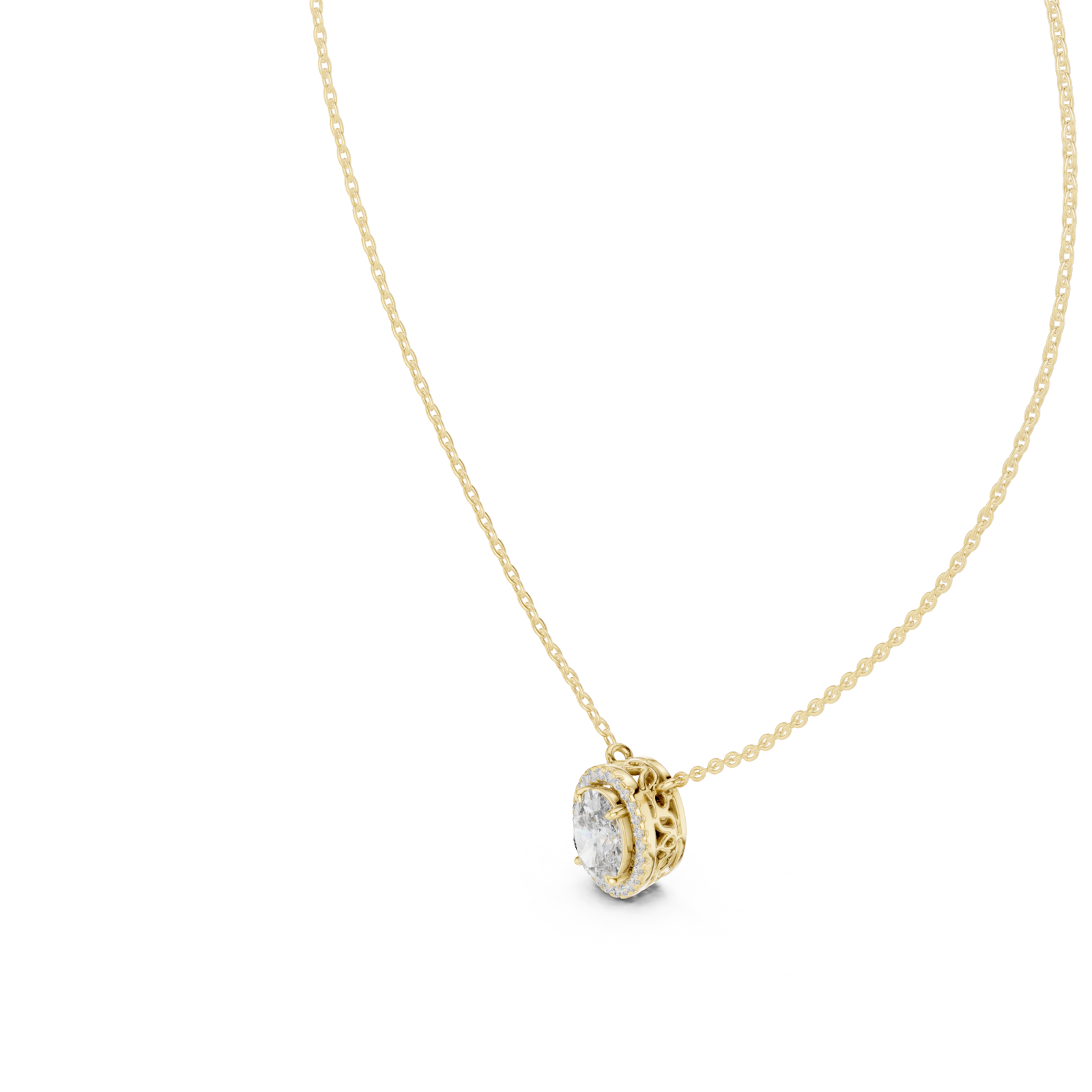 Gold Serene Cascade Solitaire Pendant Necklace Right View