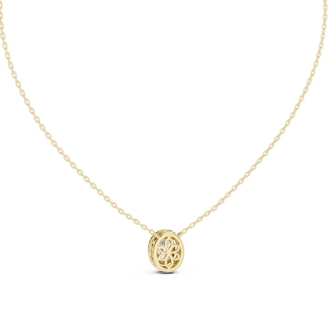 Gold Serene Cascade Solitaire Pendant Necklace Right View