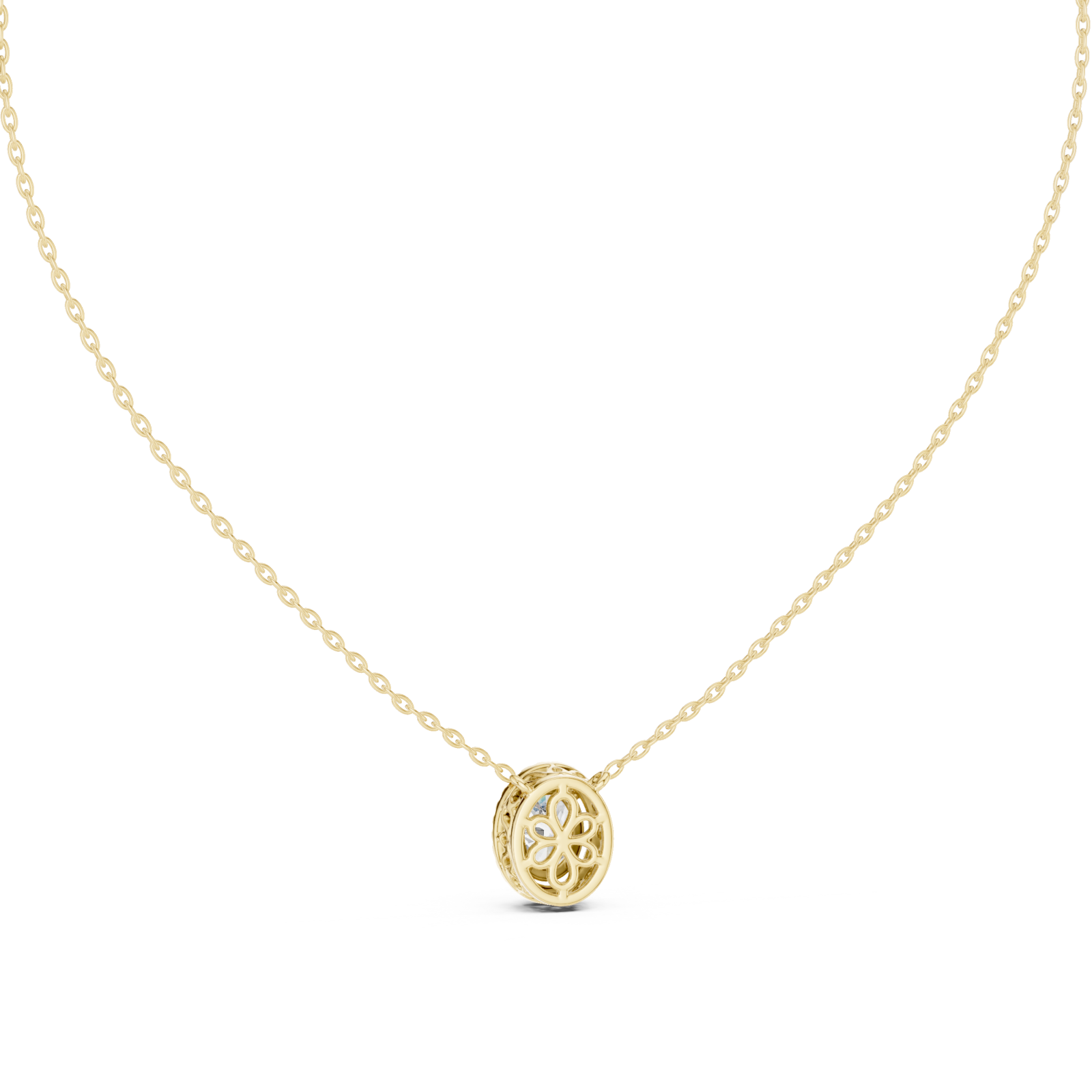  Gold Serene Cascade Solitaire Pendant Necklace Front View