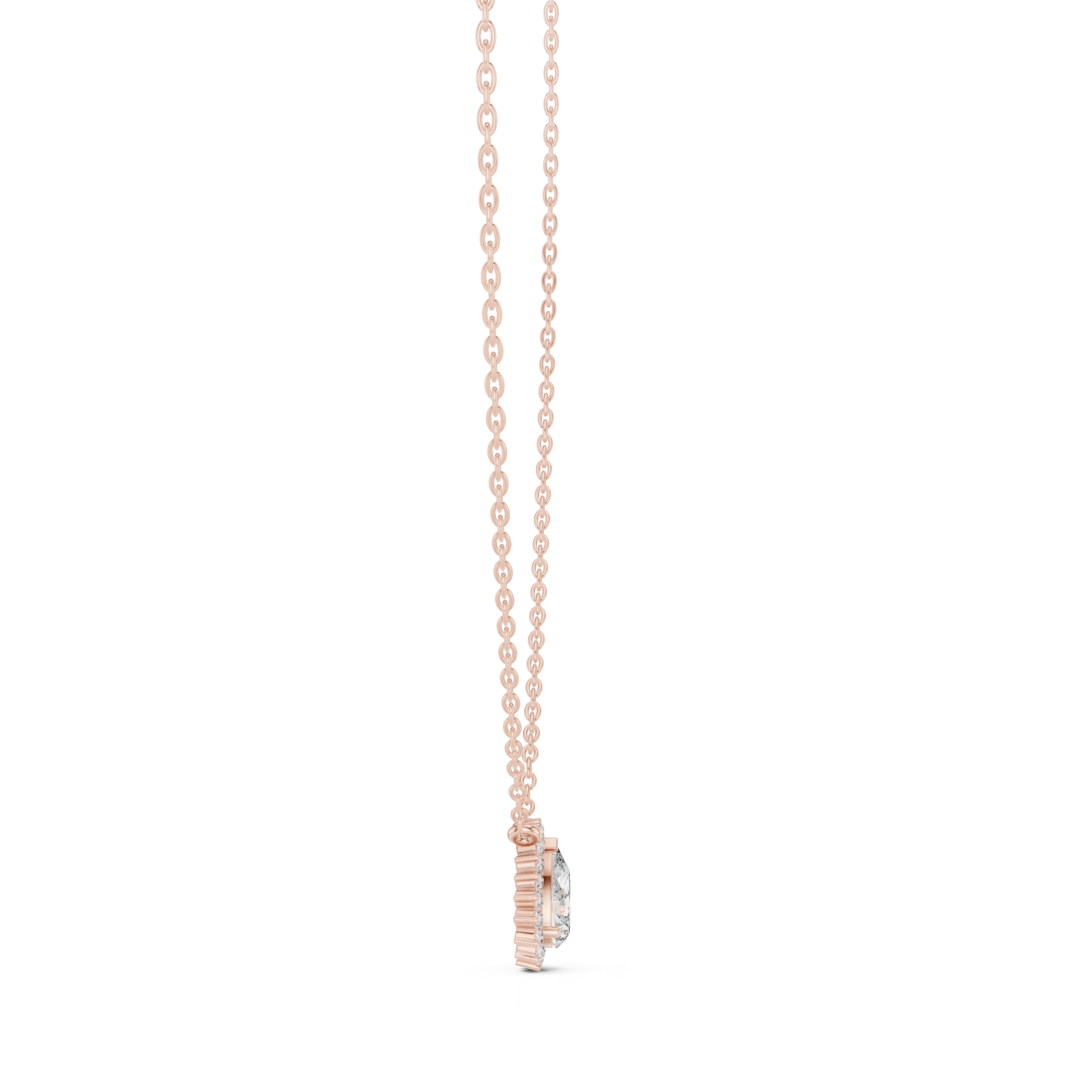  Rose Gold Morning Dew Oval Pendant Side View