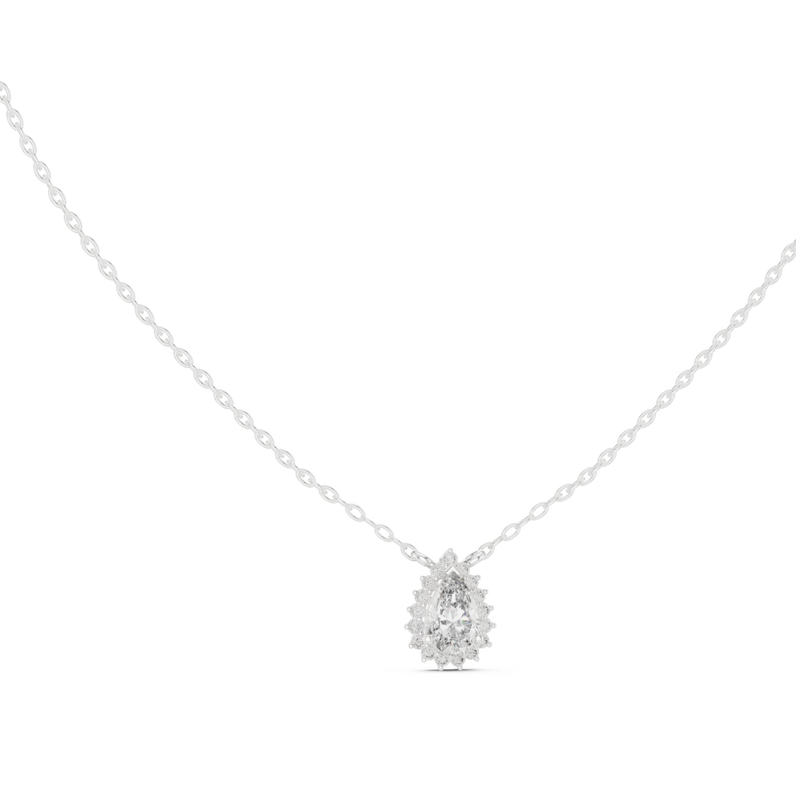  White Gold Morning Dew Oval Pendant Left View