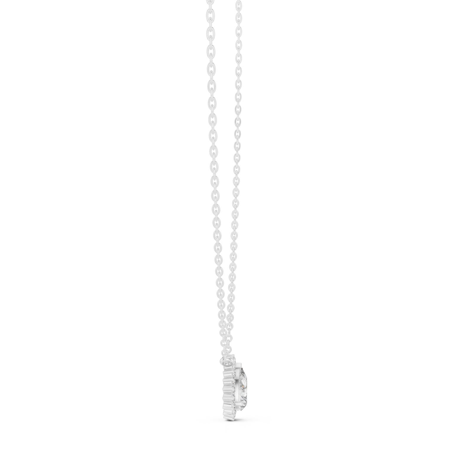  White Gold Morning Dew Oval Pendant Side View