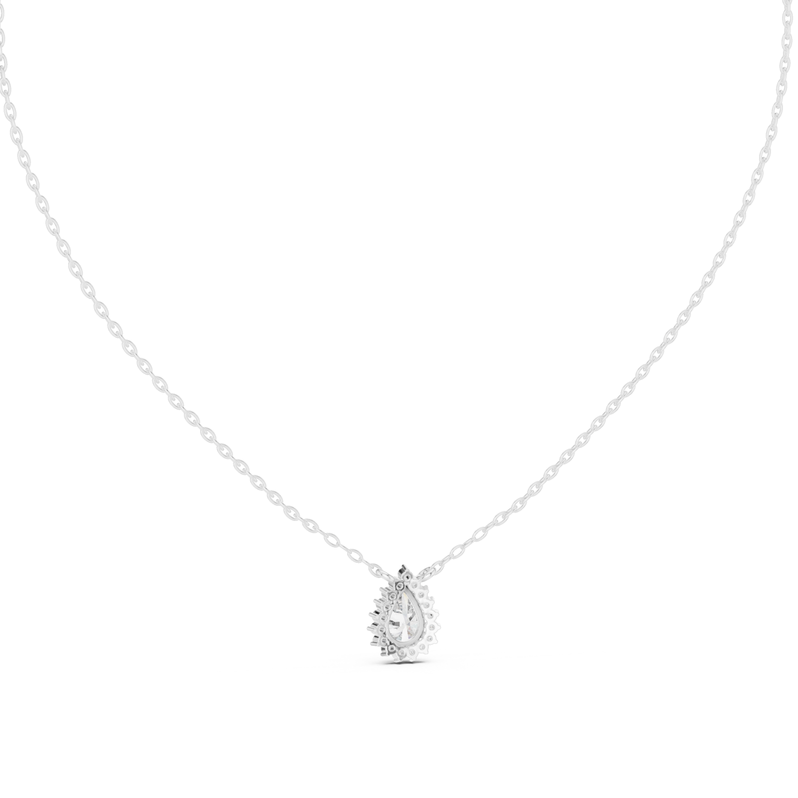  White Gold Morning Dew Oval Pendant Front View