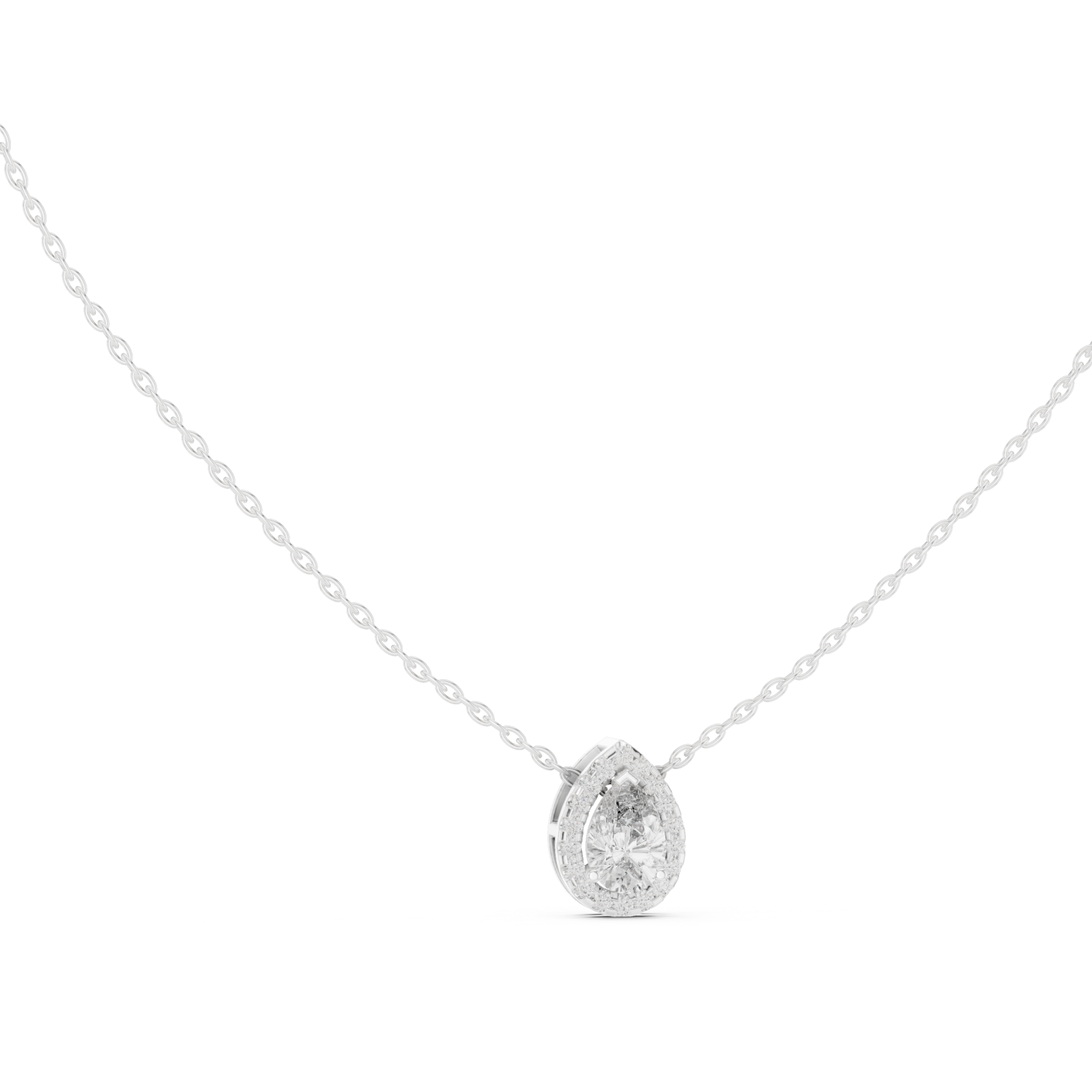  White Gold Radiant Morning Light Solitaire Pendant Left View