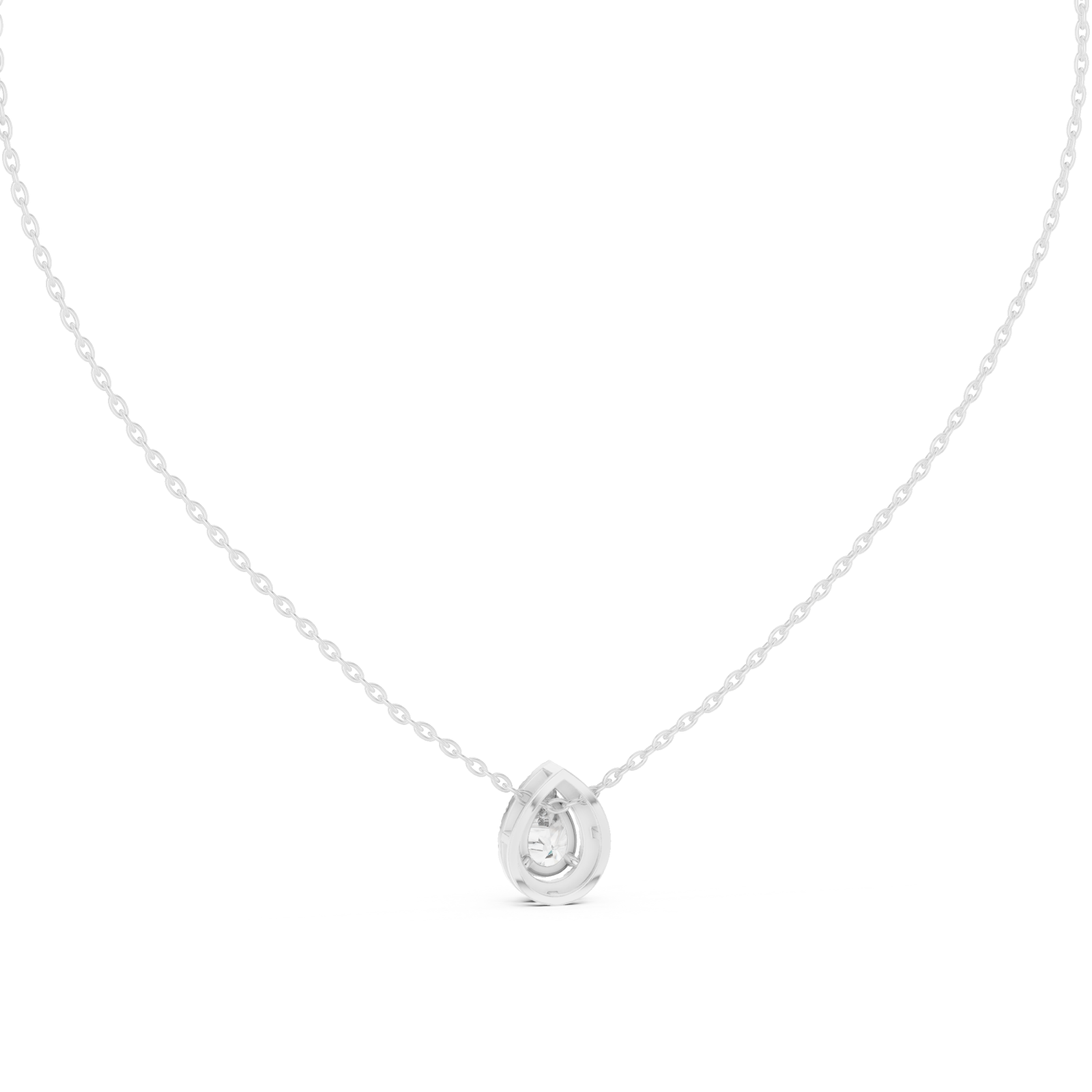  White Gold Radiant Morning Light Solitaire Pendant Front View