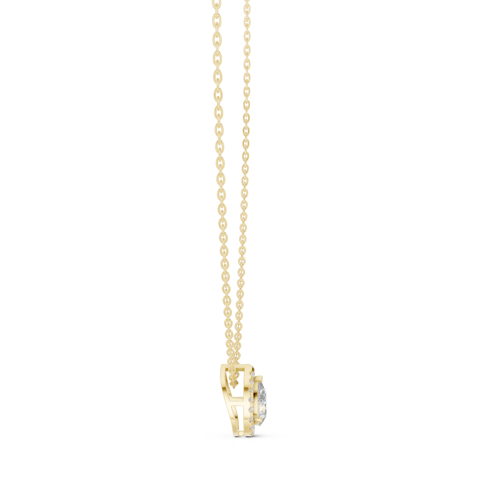  Gold Radiant Morning Light Solitaire Pendant Side View