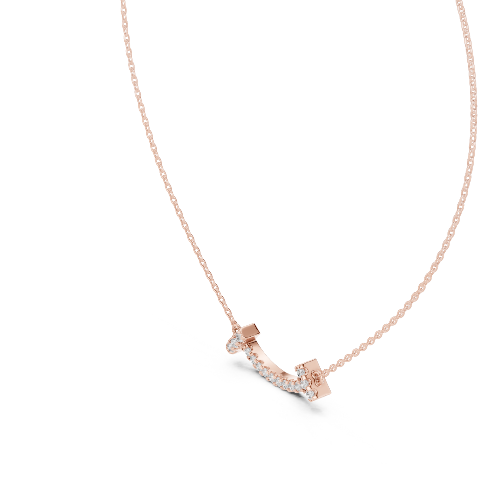 Rose Gold Serene Echo Pavé Curve Bar Necklace Right View