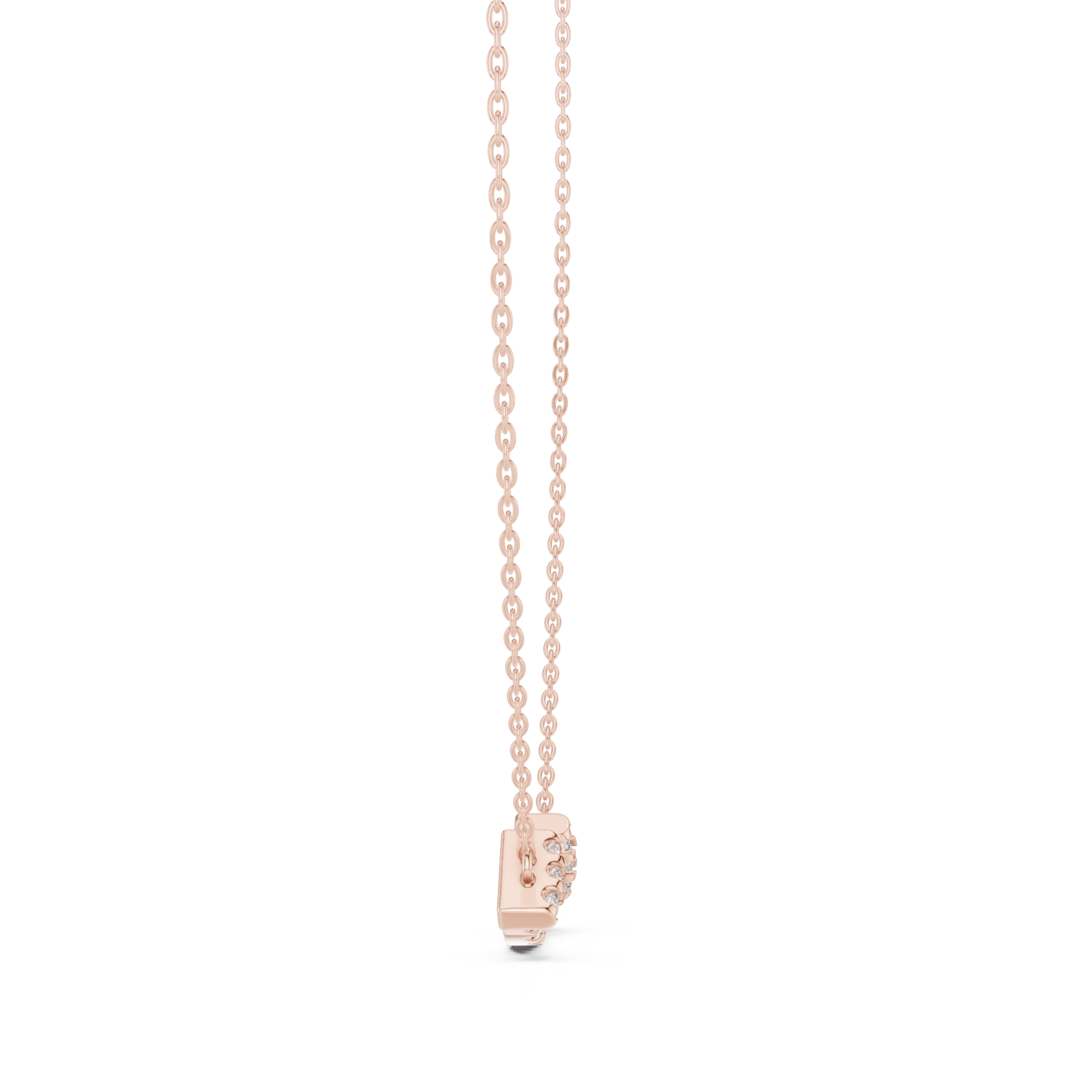  Rose Gold Serene Echo Pavé Curve Bar Necklace Side View