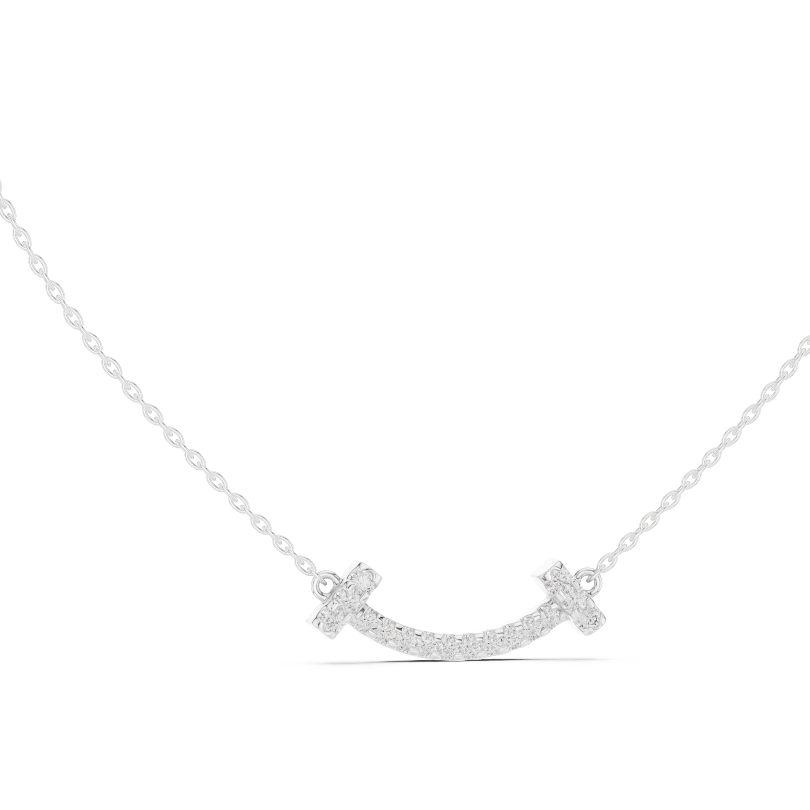  White Gold Serene Echo Pavé Curve Bar Necklace Left View