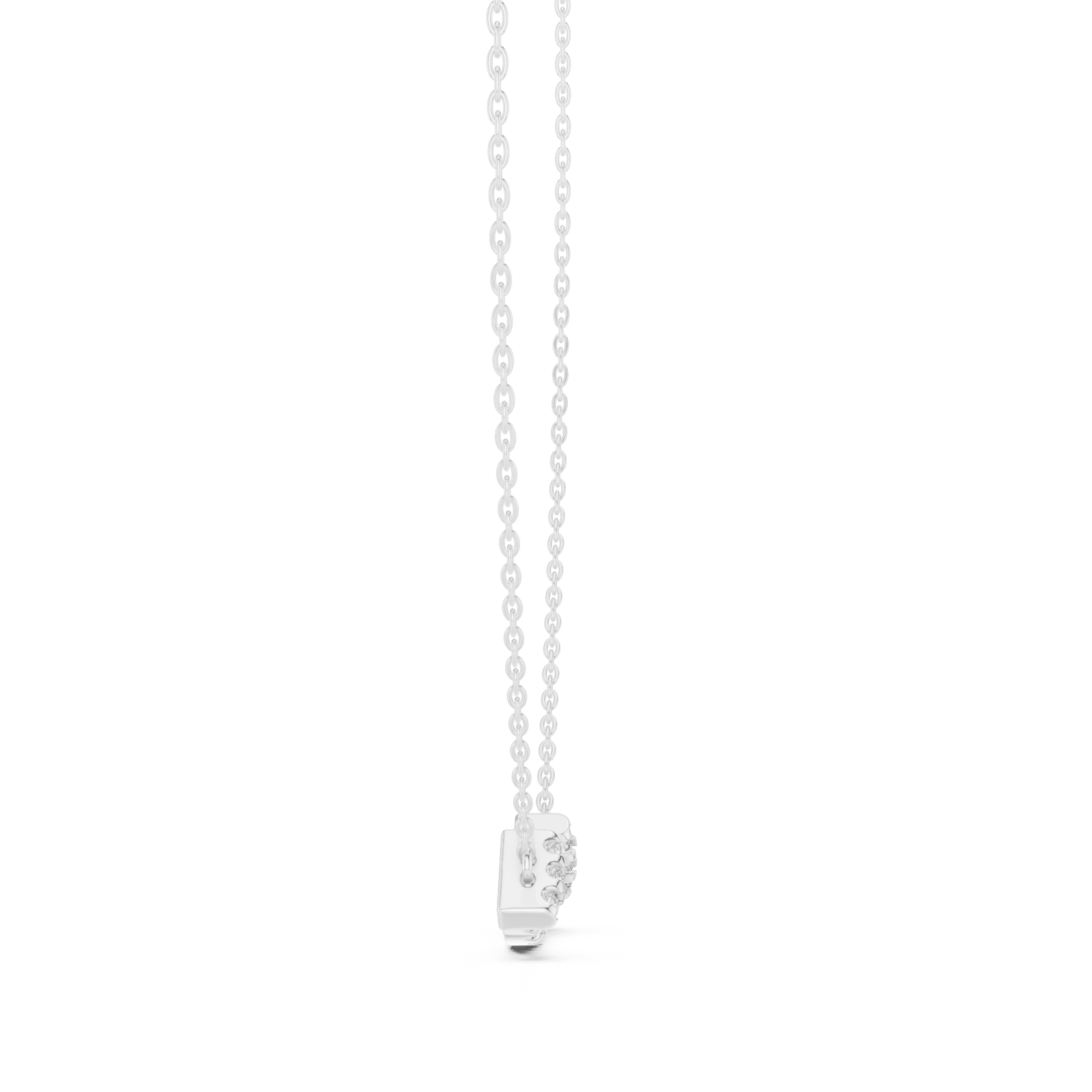  White Gold Serene Echo Pavé Curve Bar Necklace Side View