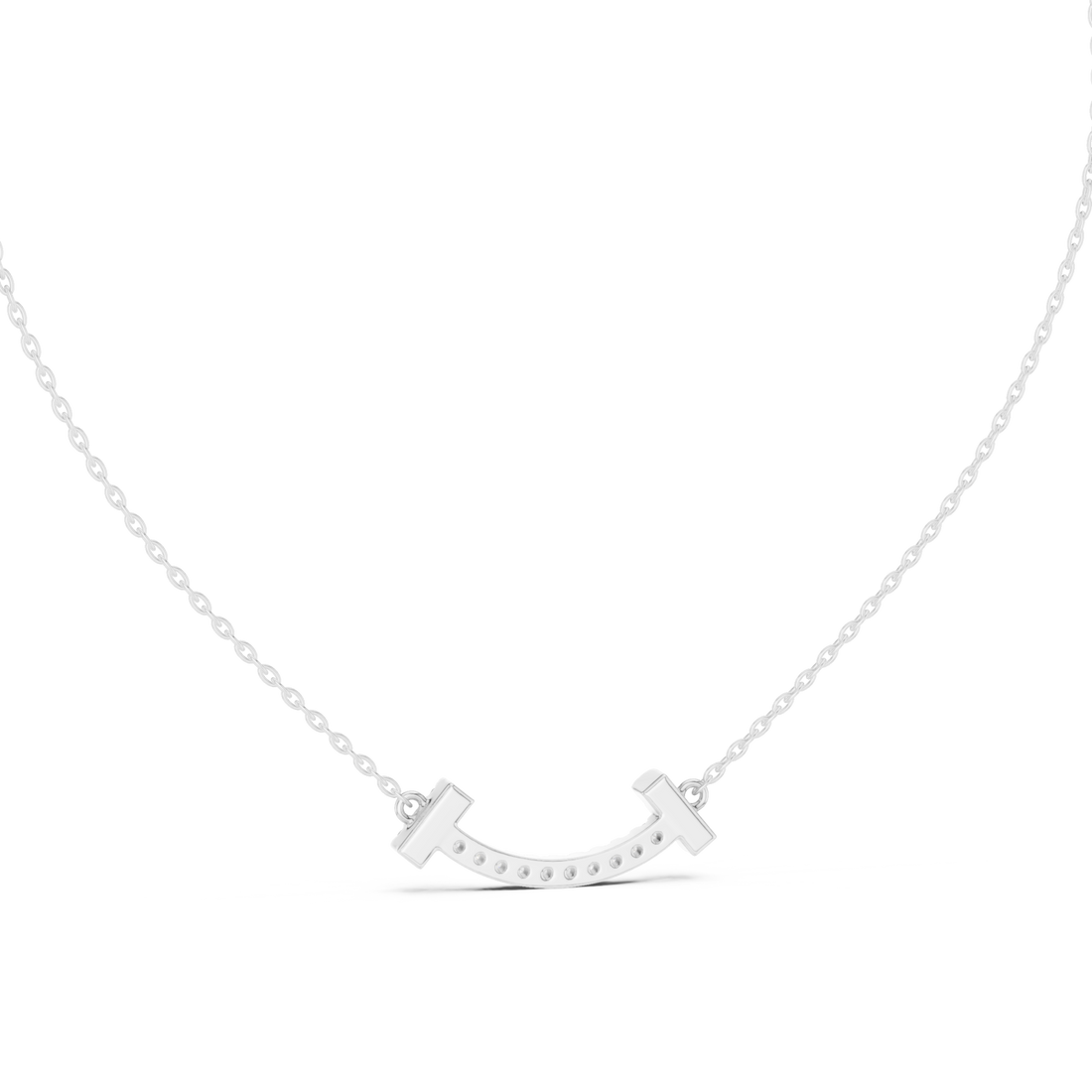  White Gold Serene Echo Pavé Curve Bar Necklace Right View