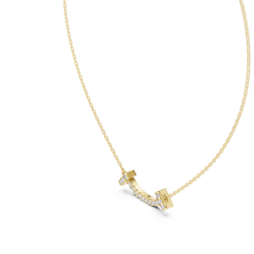 Gold Serene Echo Pavé Curve Bar Necklace Right View