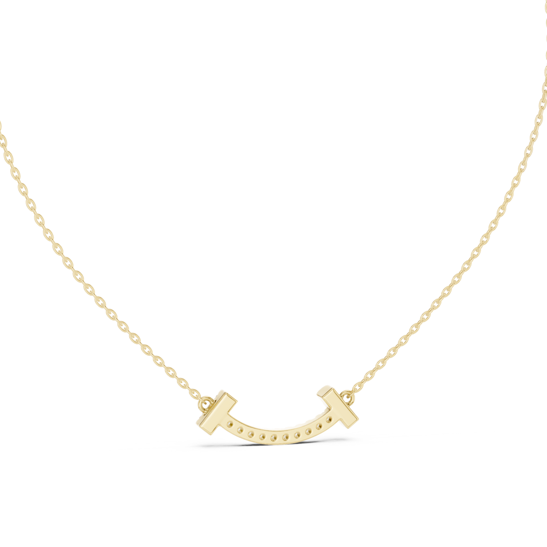 Gold Serene Echo Pavé Curve Bar Necklace Right View