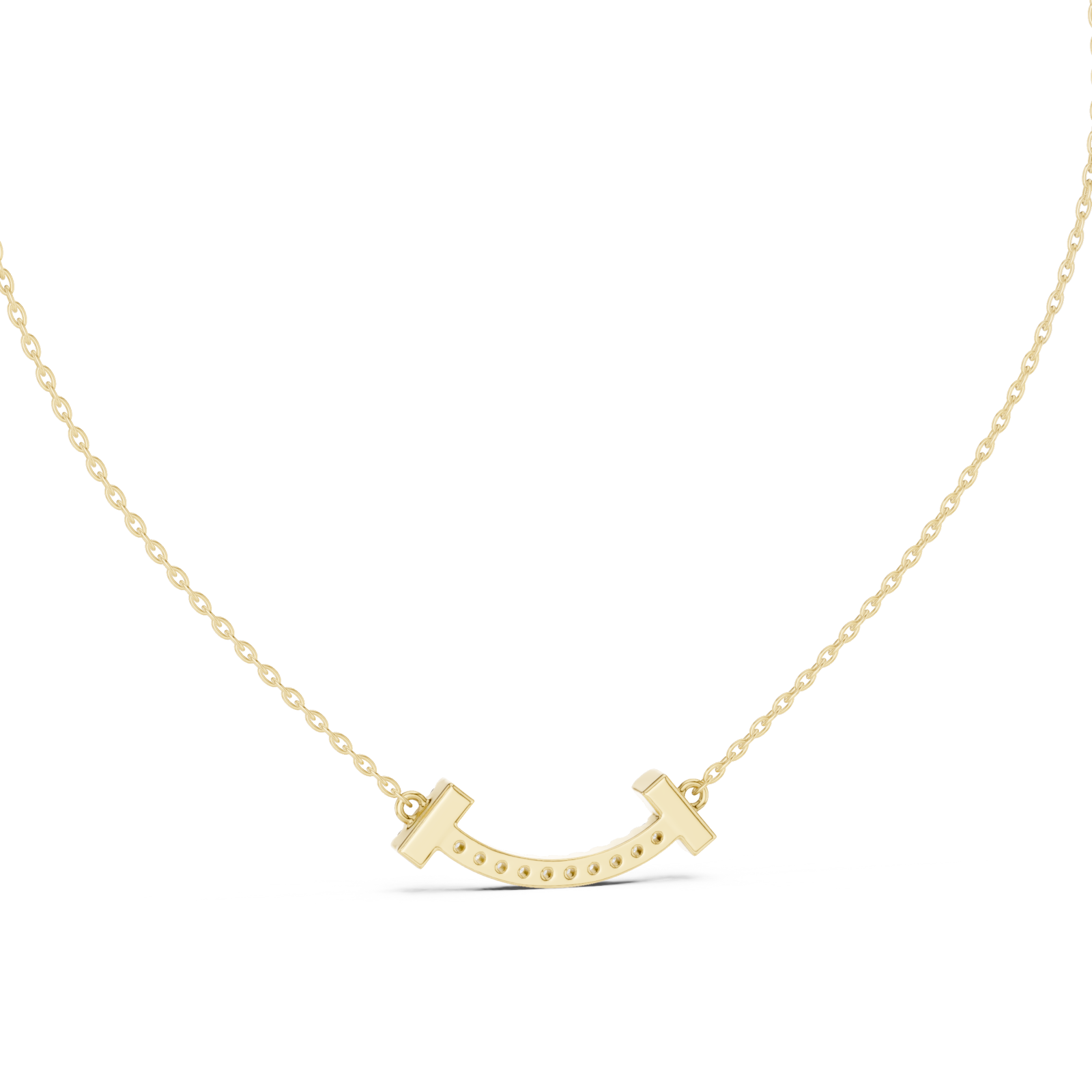  Gold Serene Echo Pavé Curve Bar Necklace Front View