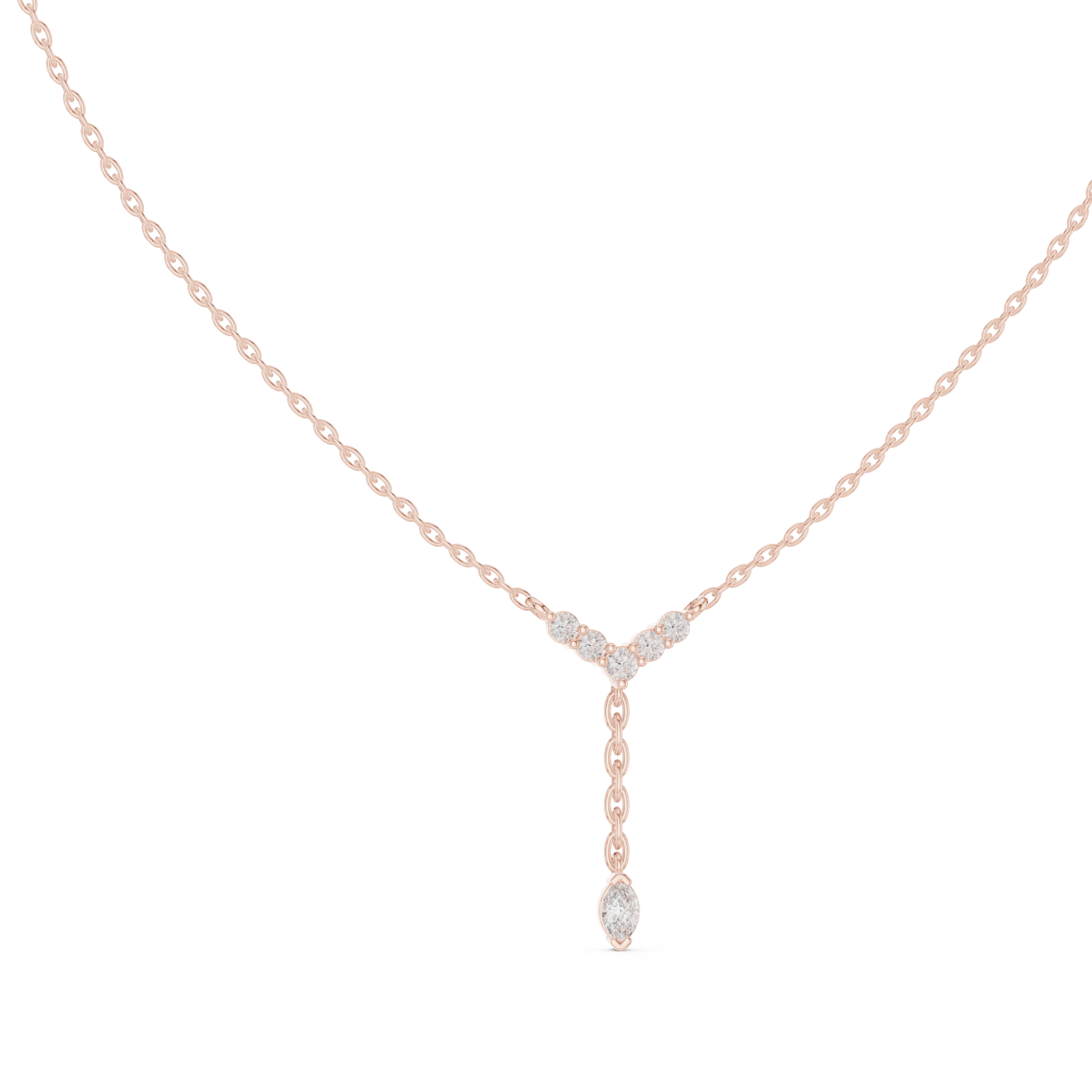  Rose Gold Effervescent Journey Drop Necklace Left View