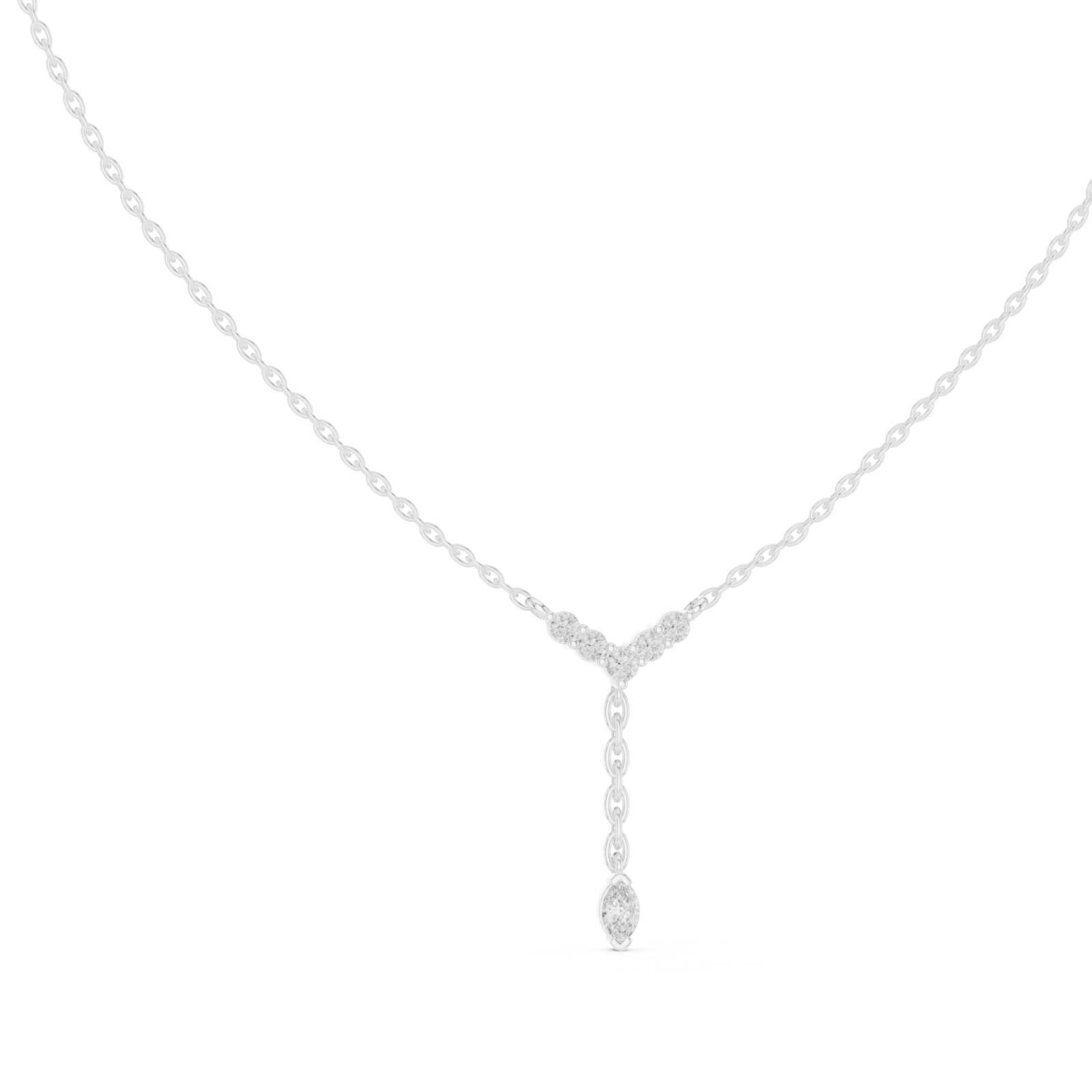  White Gold Effervescent Journey Drop Necklace Left View