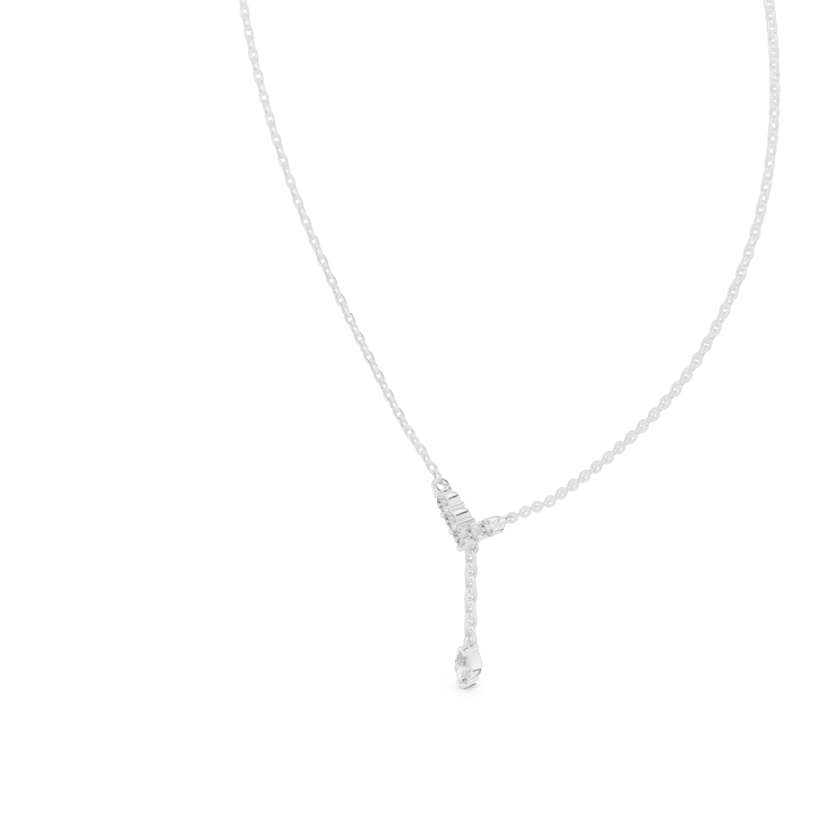 White Gold Effervescent Journey Drop Necklace Right View
