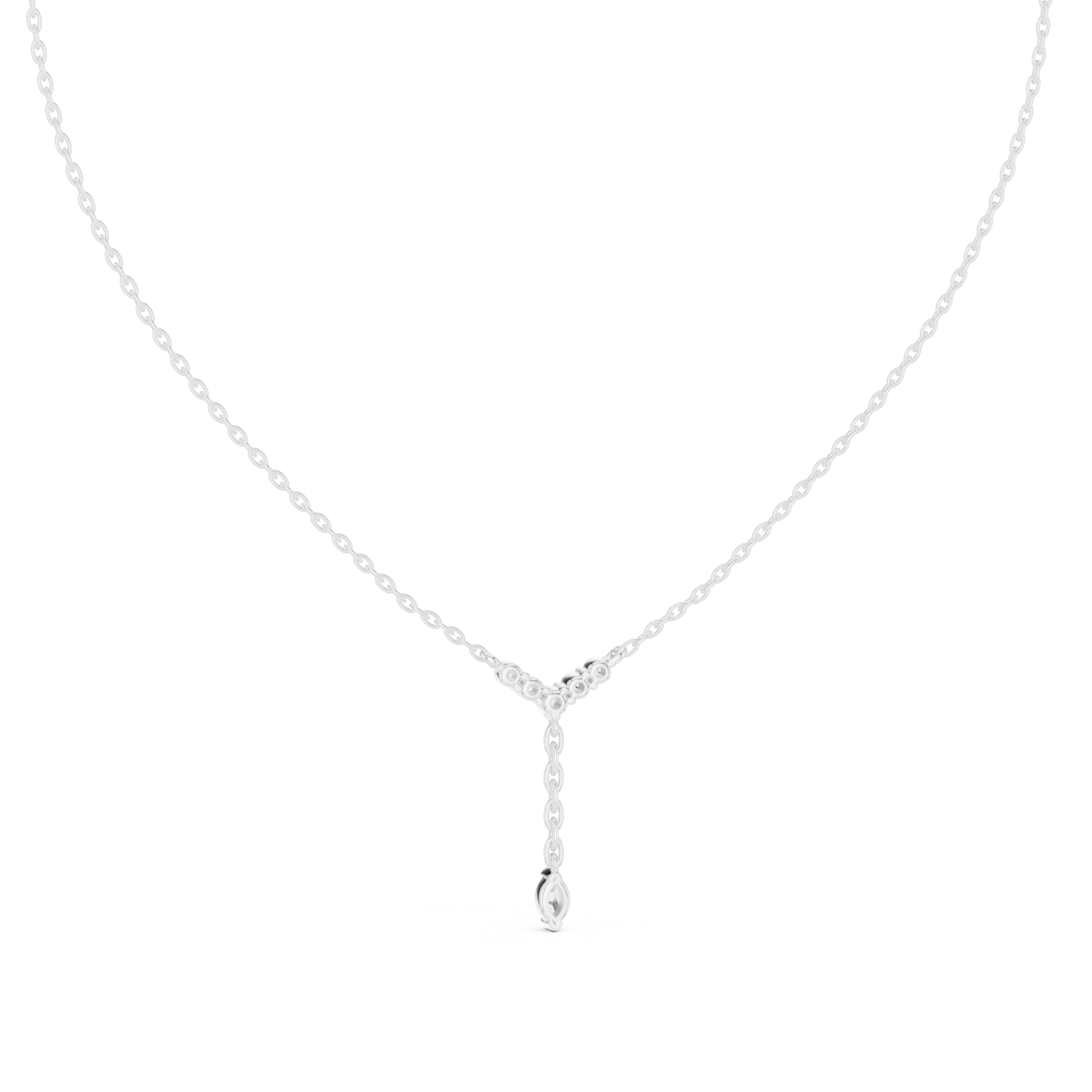  White Gold Effervescent Journey Drop Necklace Front View