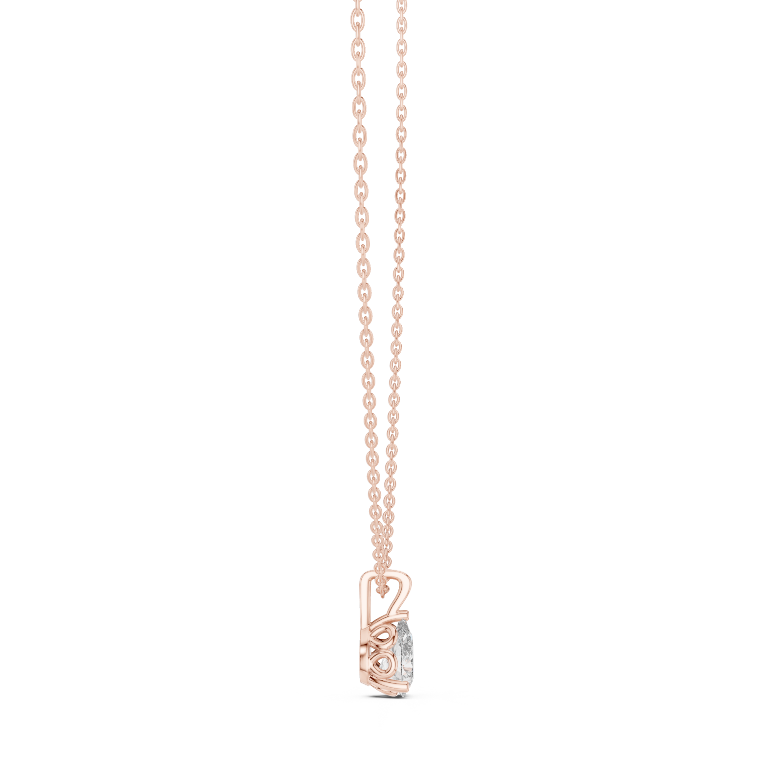  Rose Gold Infinite Harmony Spiral Drop Pendant Side View