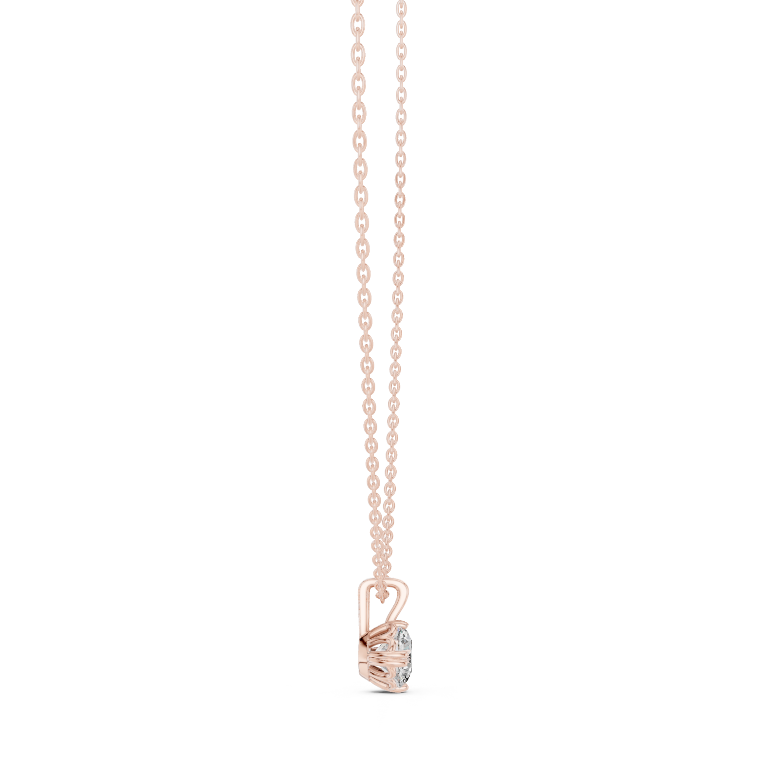 Rose Gold Whisper Knot Solitaire Pendant Side View