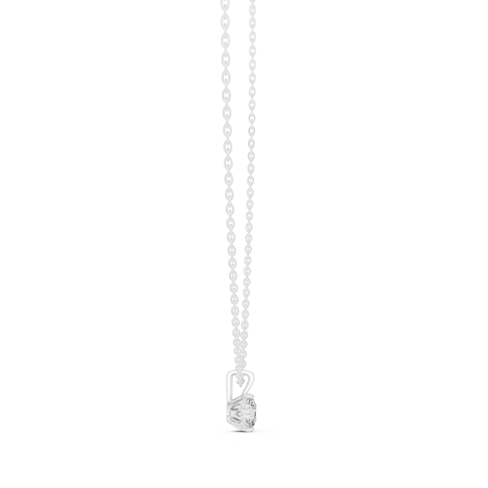  White Gold Opaline Dewdrop Charm Necklace Side View