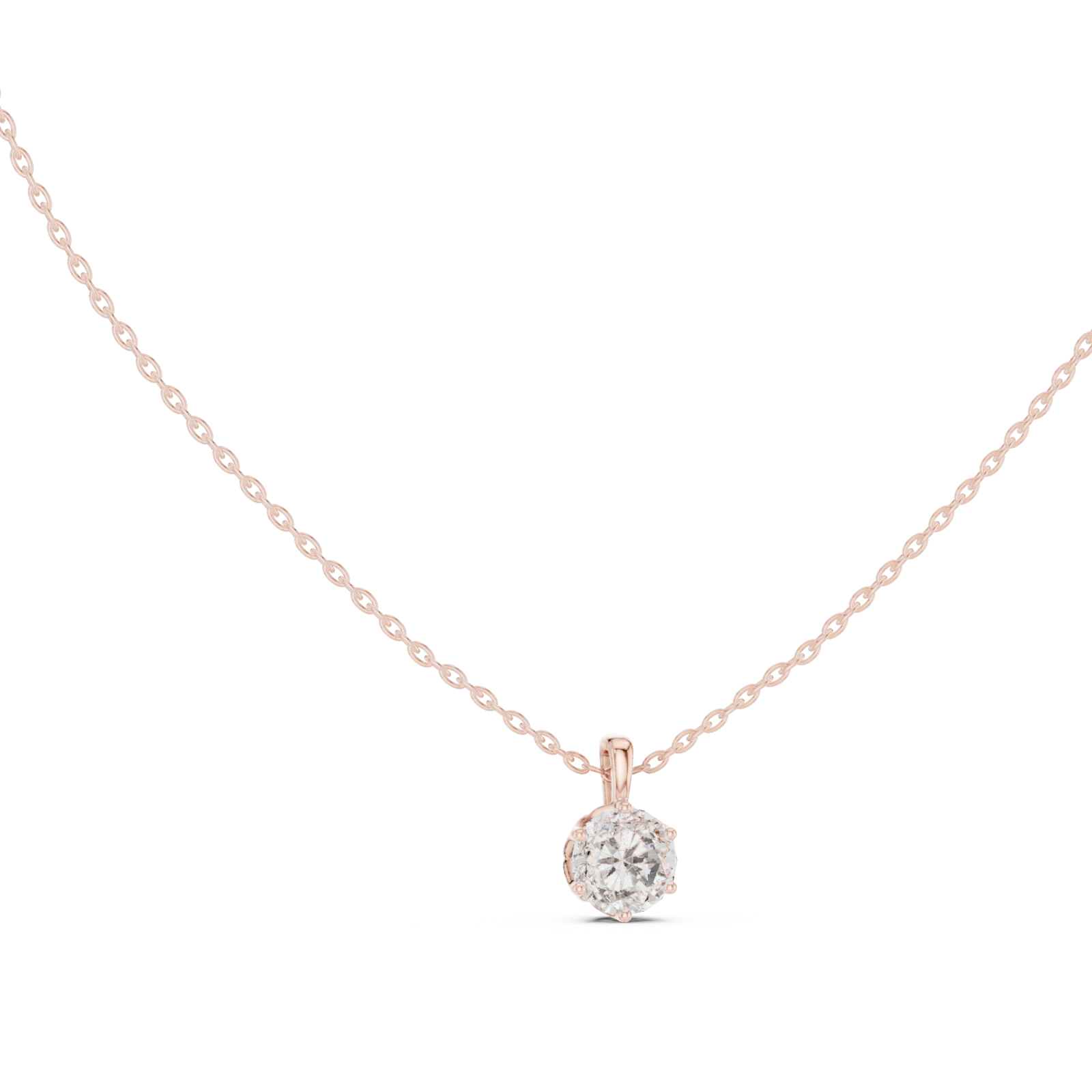  Rose Gold Eternal Vow Solitaire Chain Necklace Left View