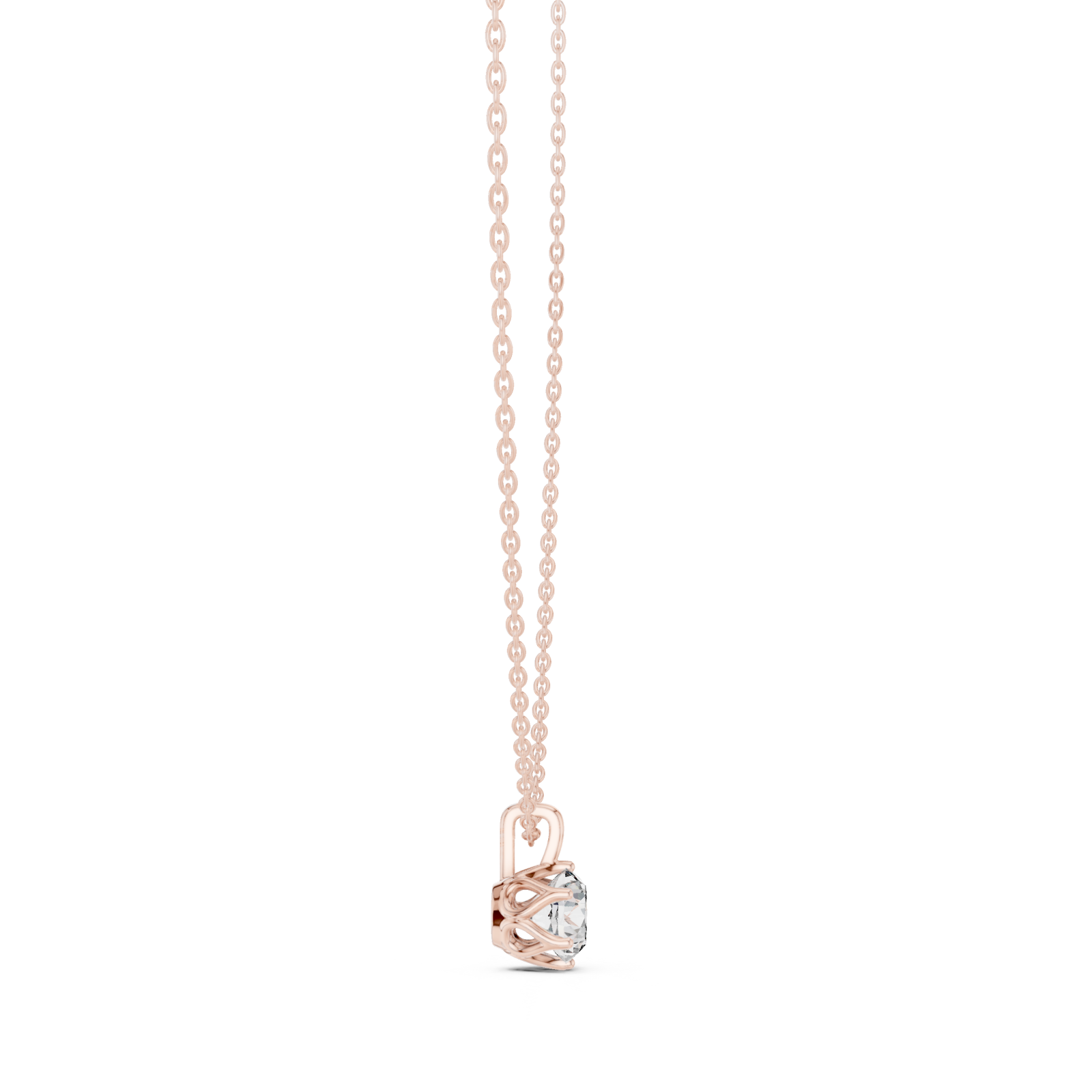  Rose Gold Eternal Vow Solitaire Chain Necklace Side View