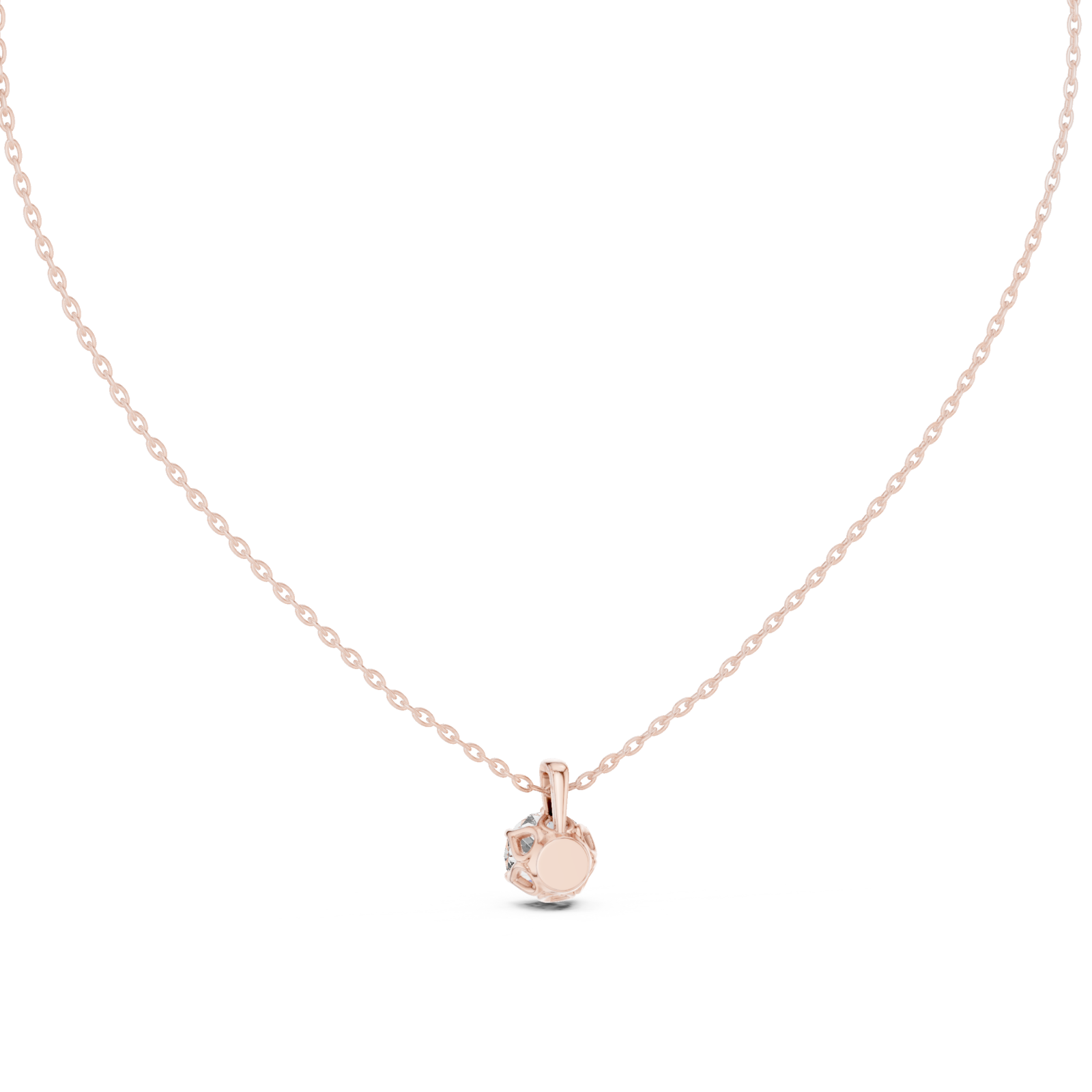  Rose Gold Eternal Vow Solitaire Chain Necklace Front View