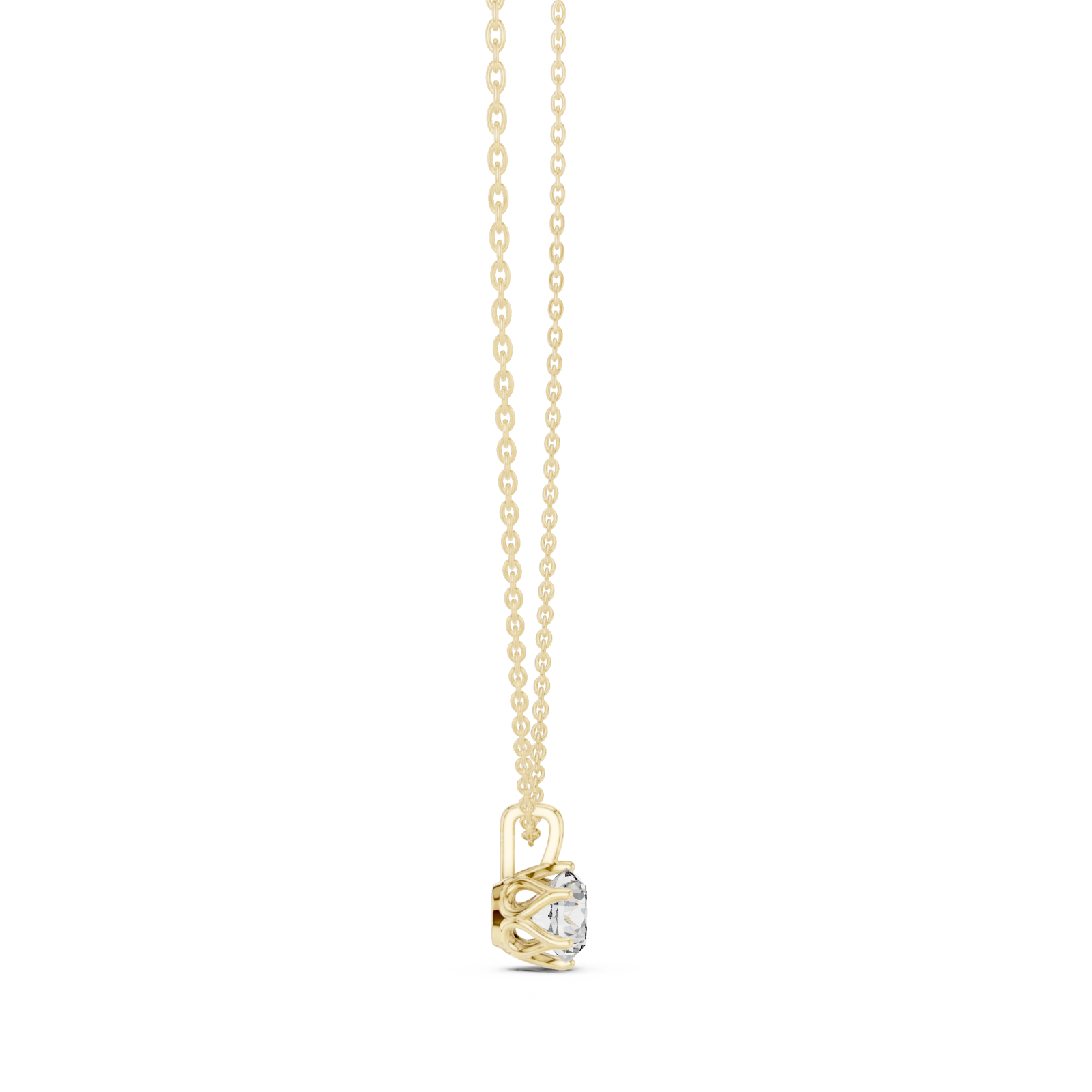  Gold Eternal Vow Solitaire Chain Necklace Side View