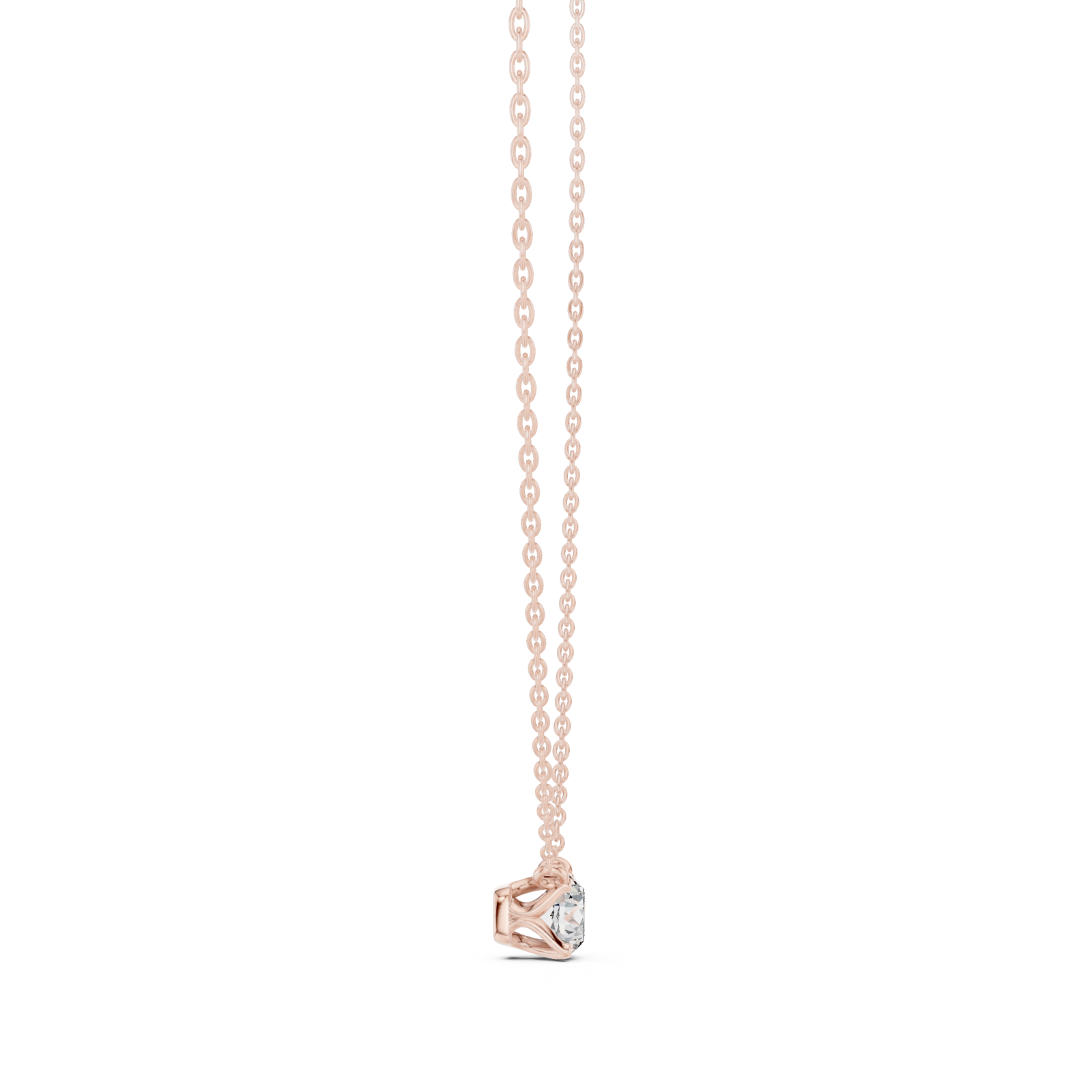  Rose Gold Radiant Blossom Embrace Heart Pendant Necklace Side View