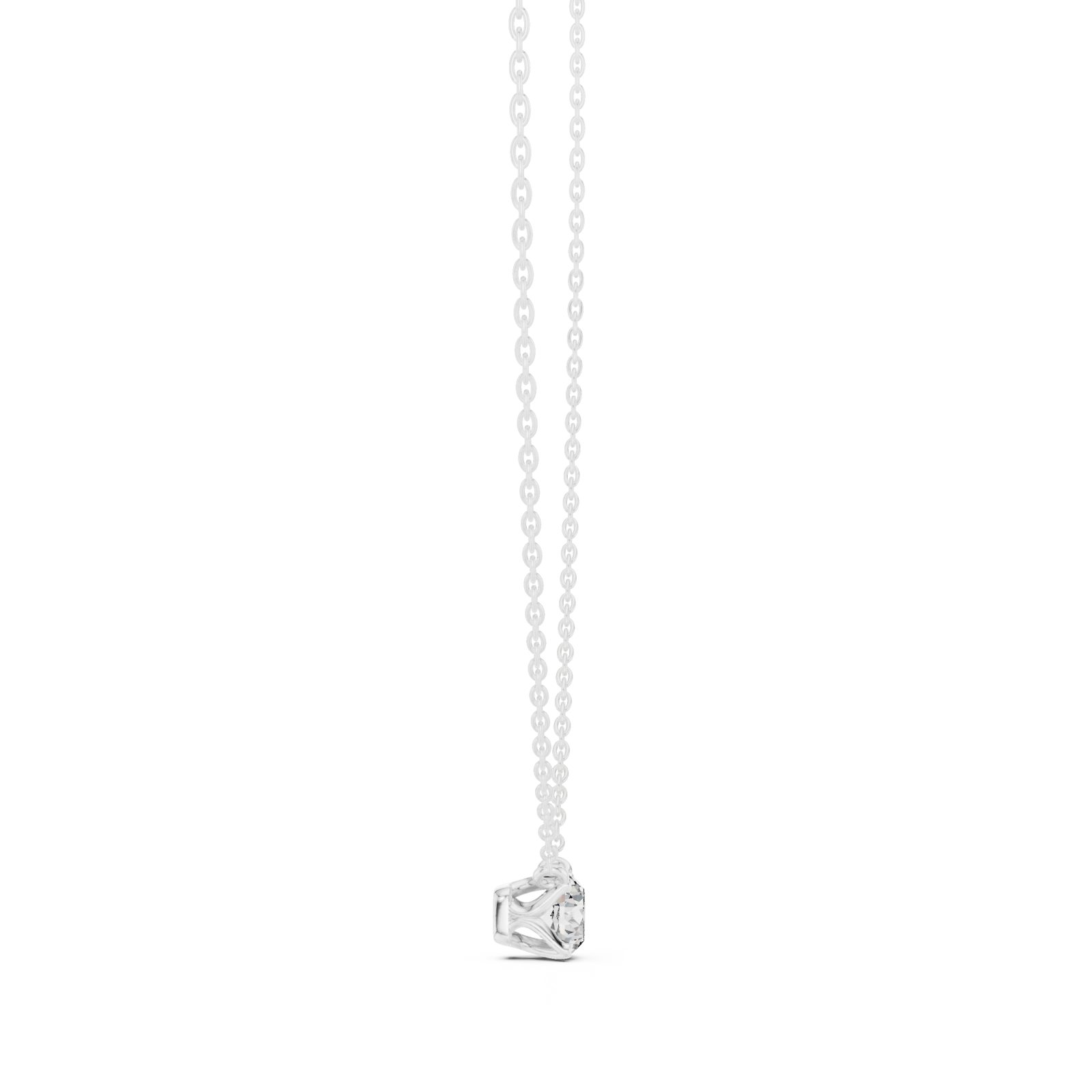  White Gold Radiant Blossom Embrace Heart Pendant Necklace Side View
