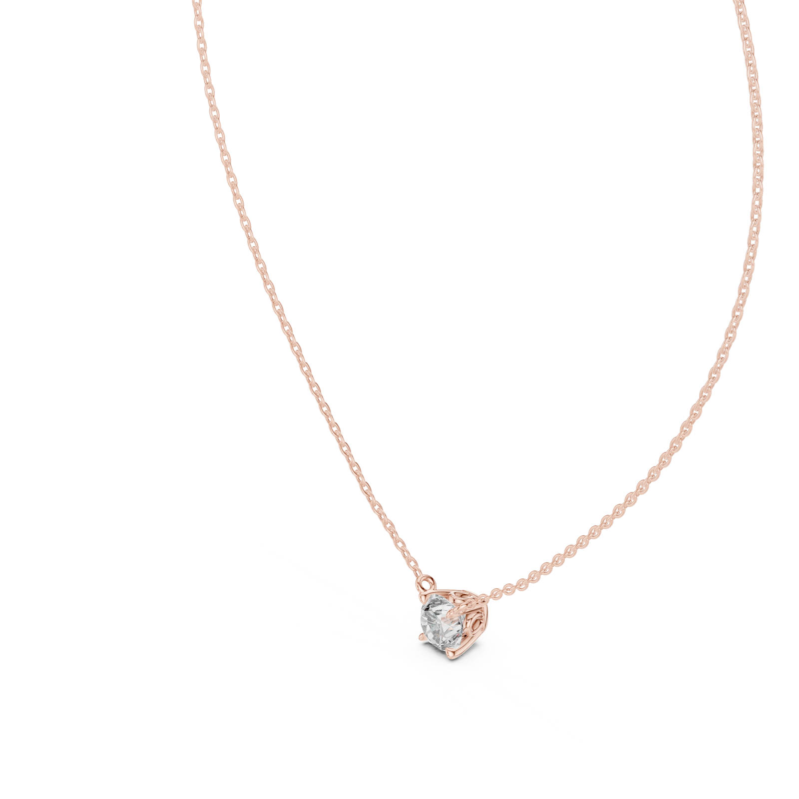  Rose Gold Radiant Affection Harmony Solitaire Necklace Right View
