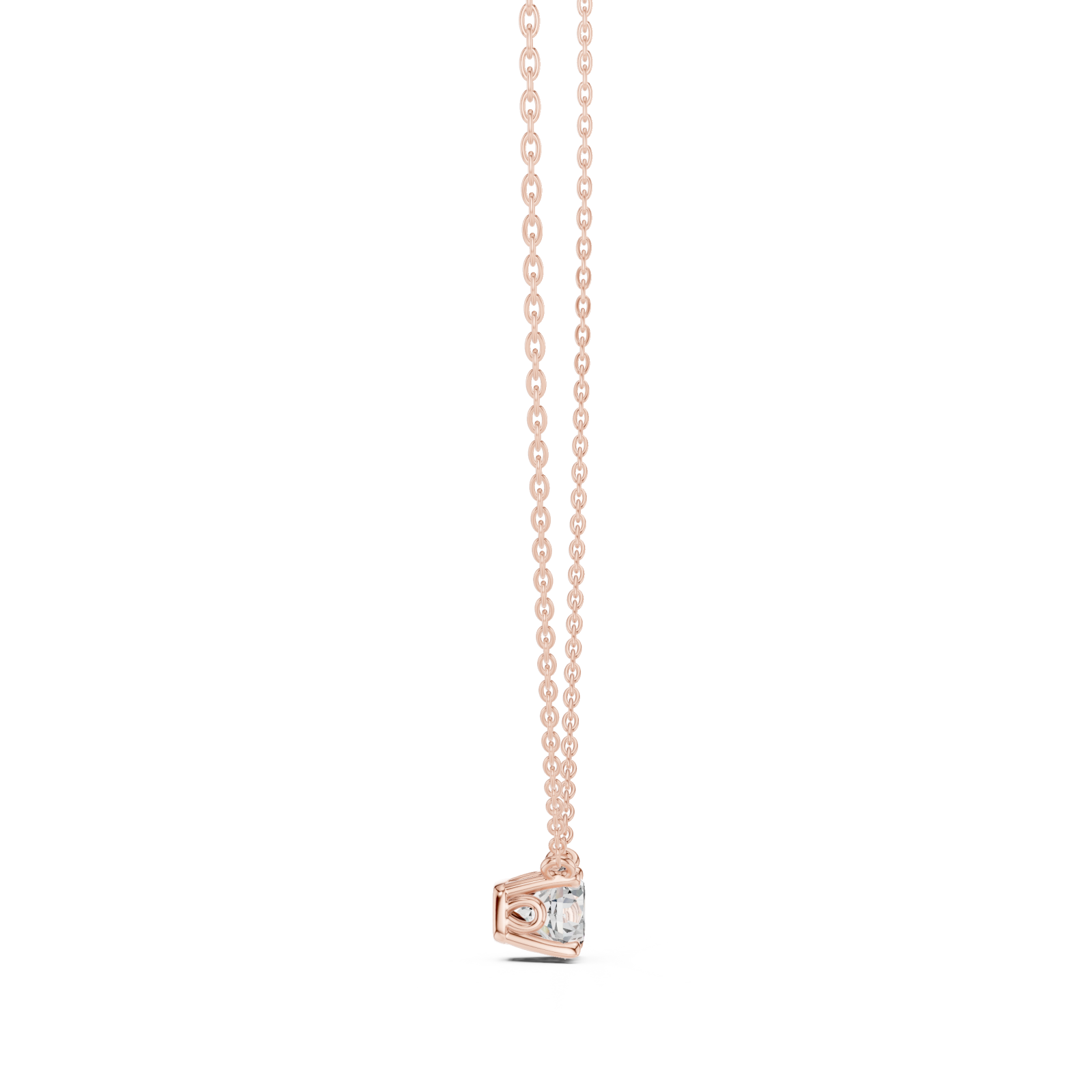  Rose Gold Radiant Affection Harmony Solitaire Necklace Side View