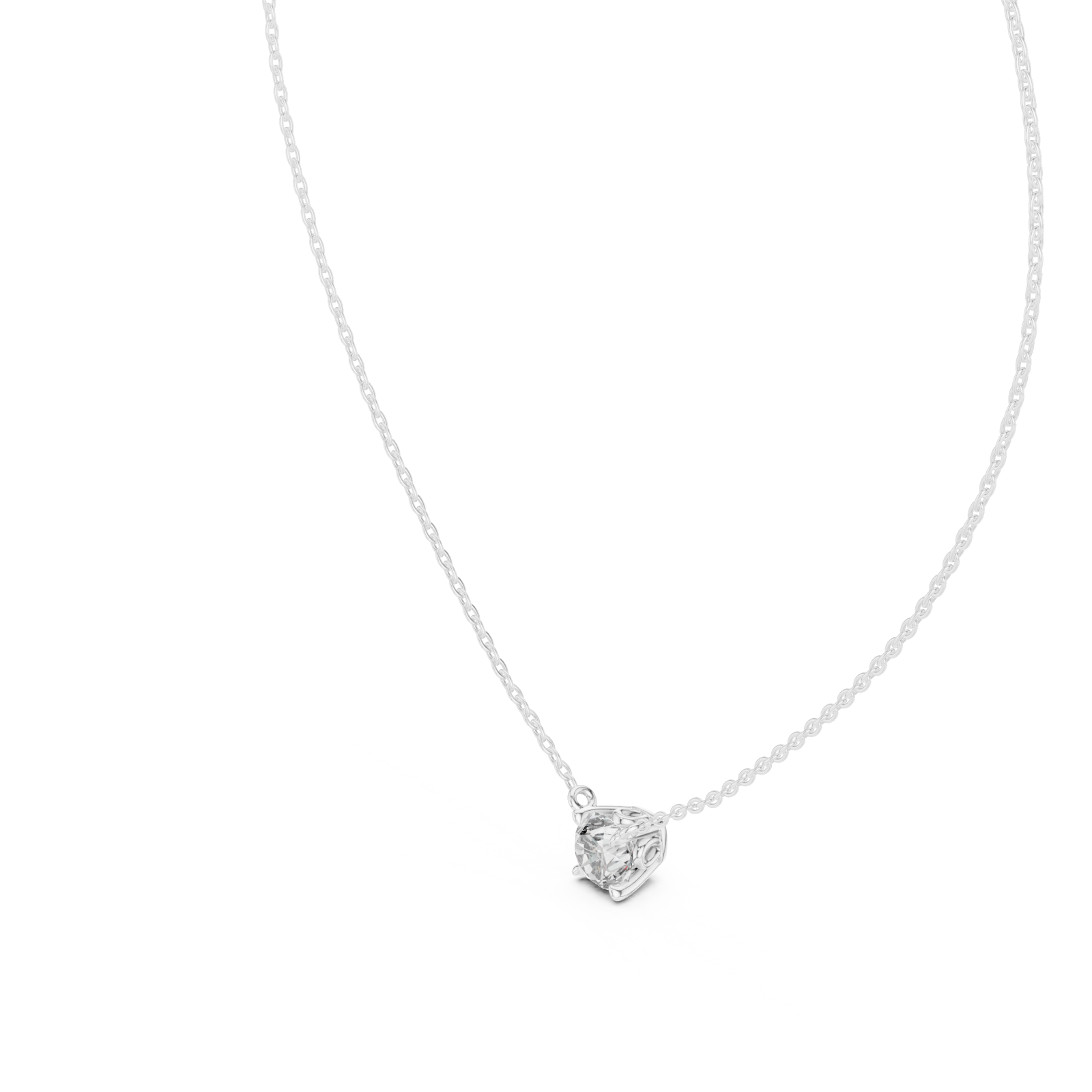  White Gold Radiant Affection Harmony Solitaire Necklace Right View
