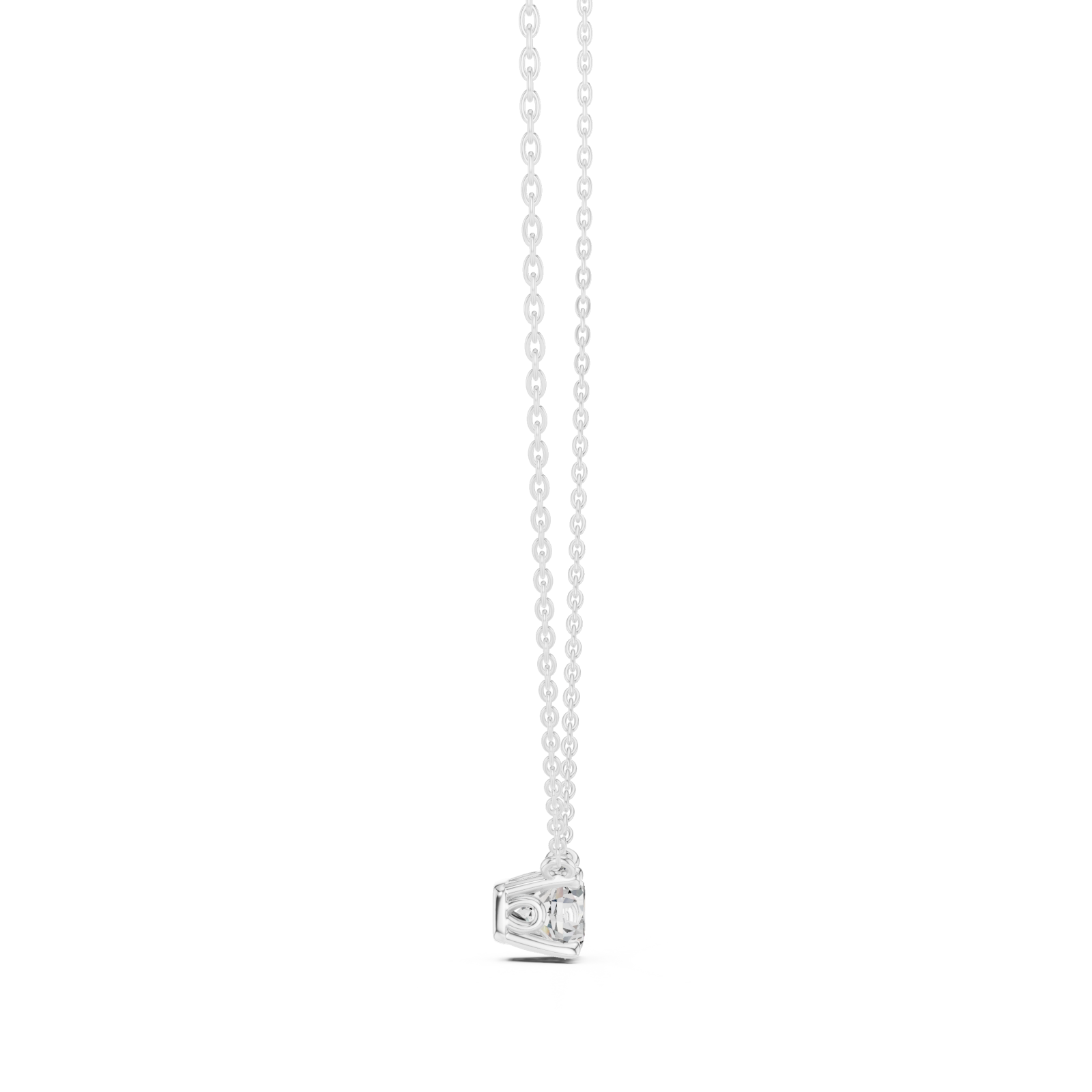  White Gold Radiant Affection Harmony Solitaire Necklace Side View