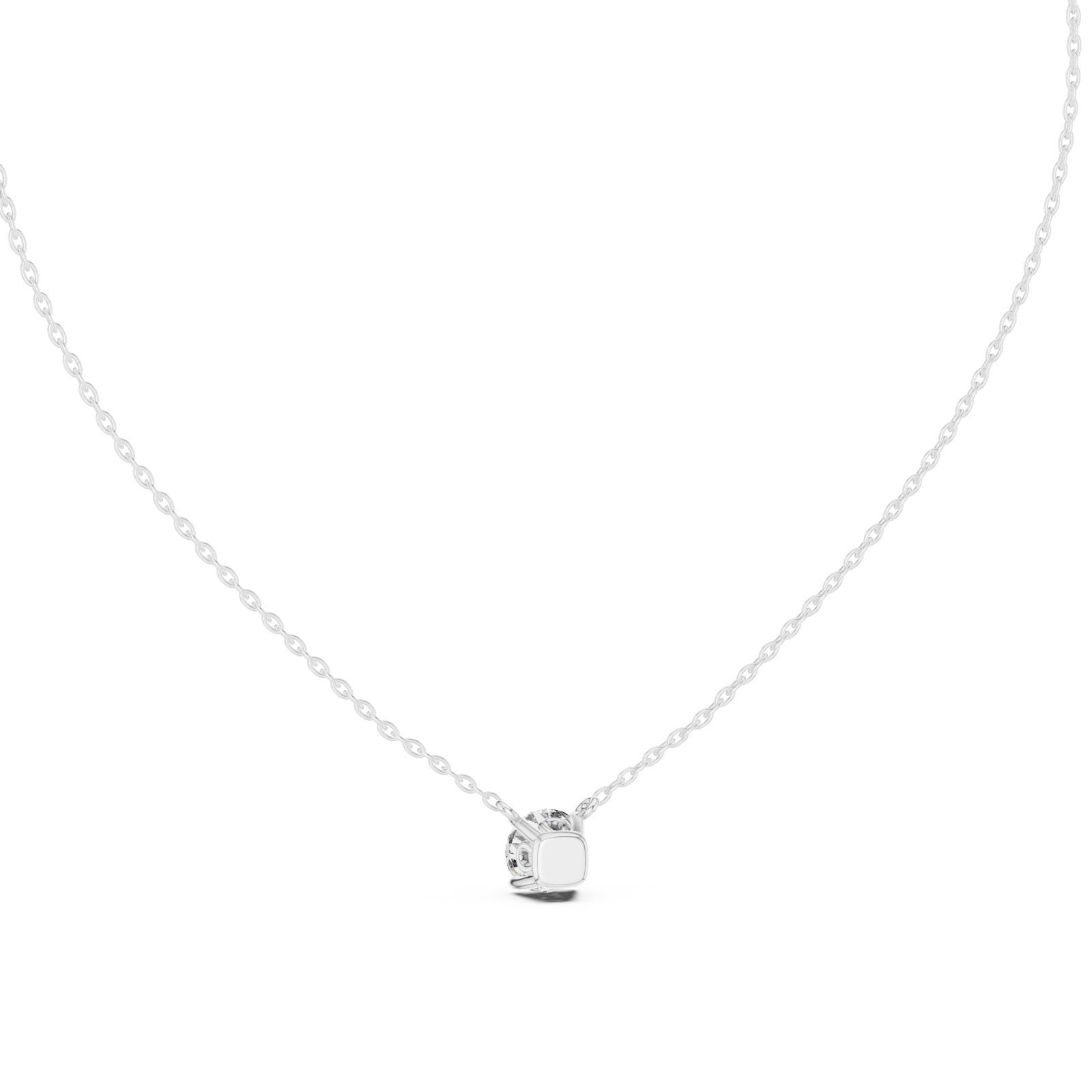  White Gold Radiant Affection Harmony Solitaire Necklace Front View