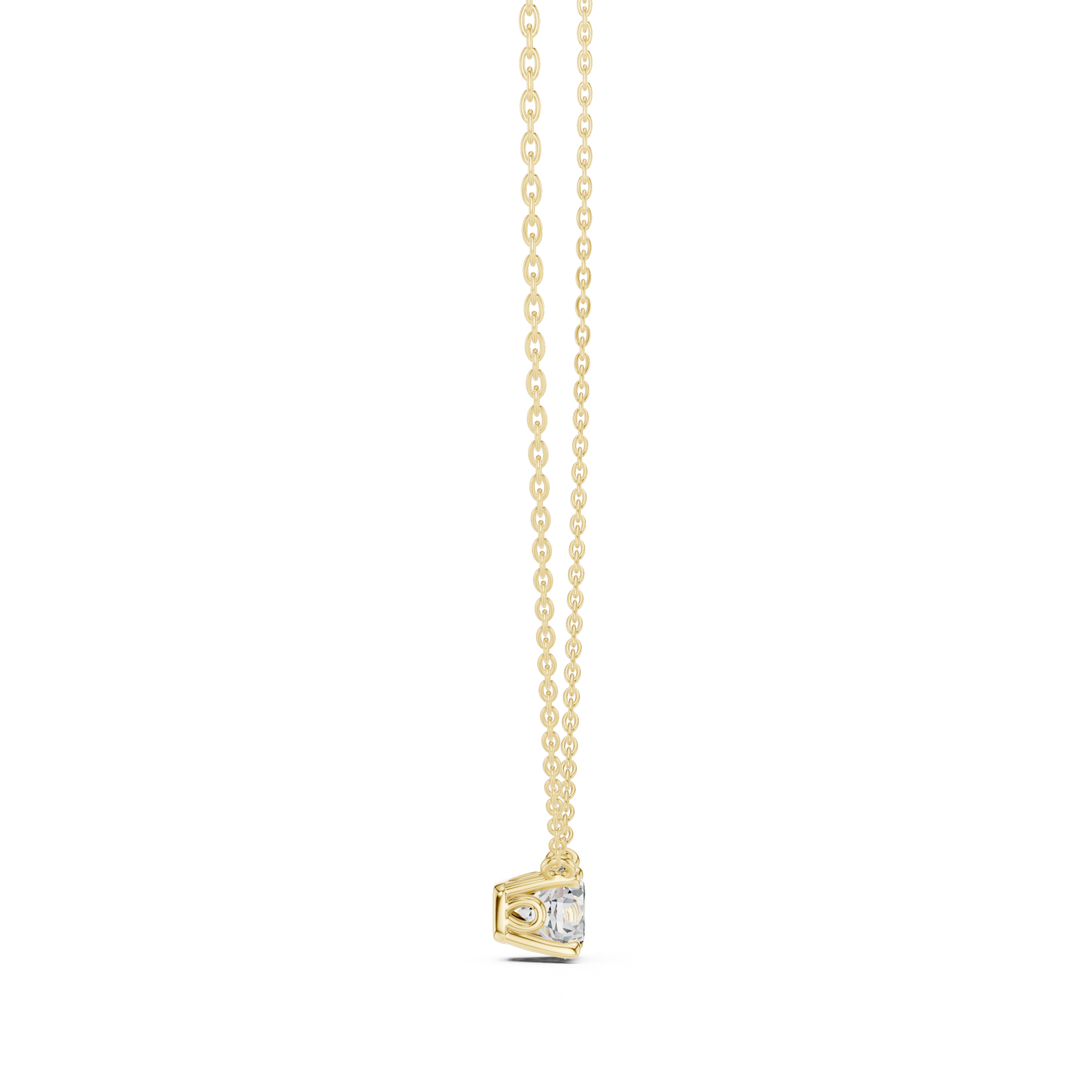  Gold Radiant Affection Harmony Solitaire Necklace Side View
