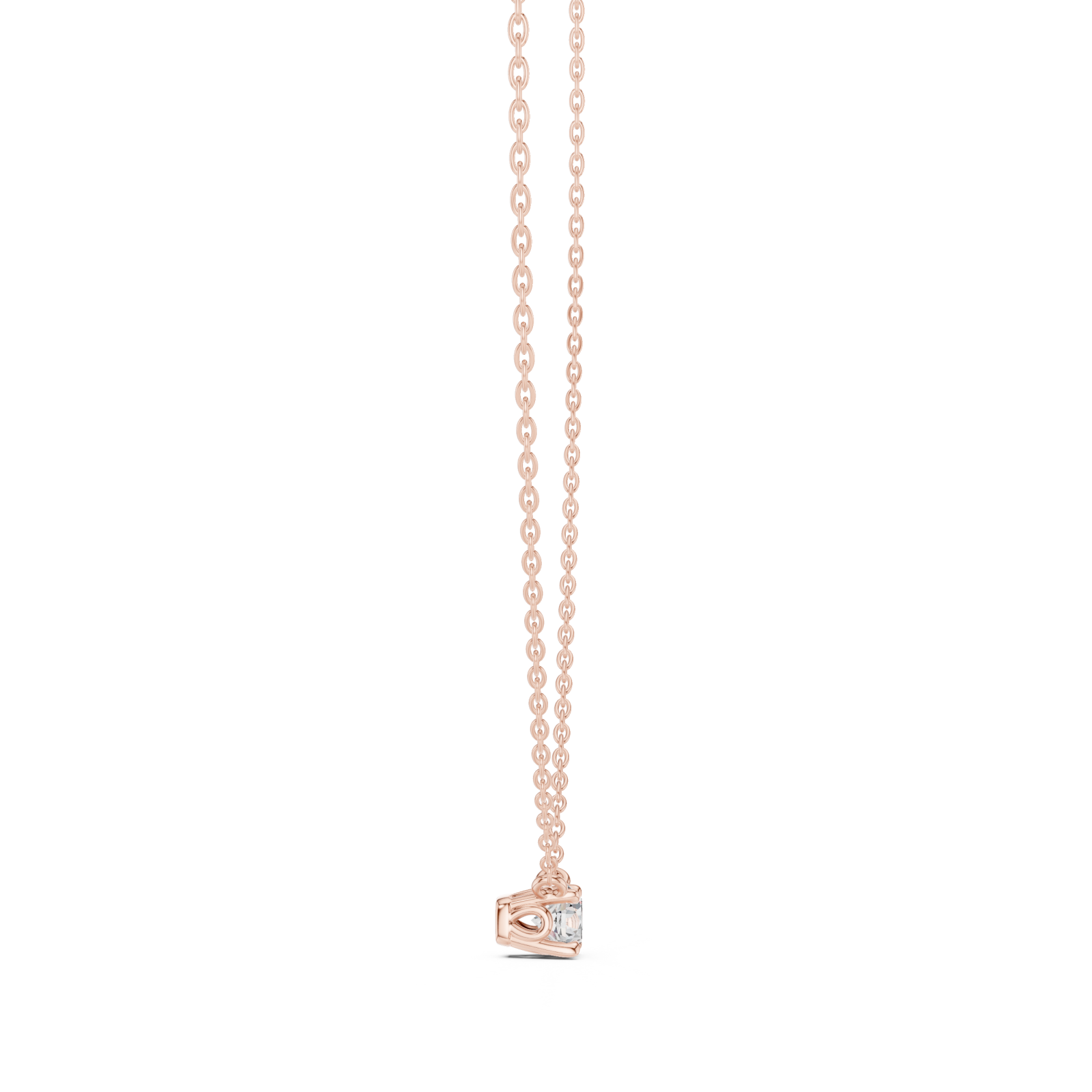  Rose Gold Luminous Heart Solitaire Pendant Side View