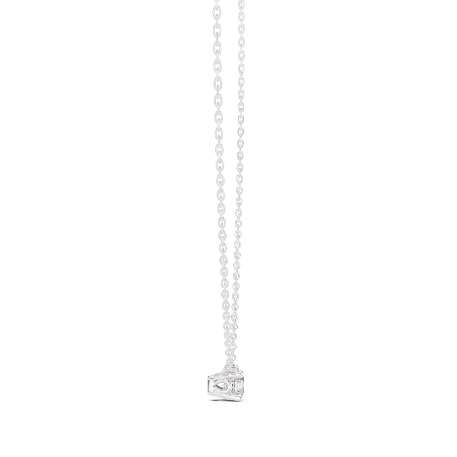  White Gold Luminous Heart Solitaire Pendant Side View