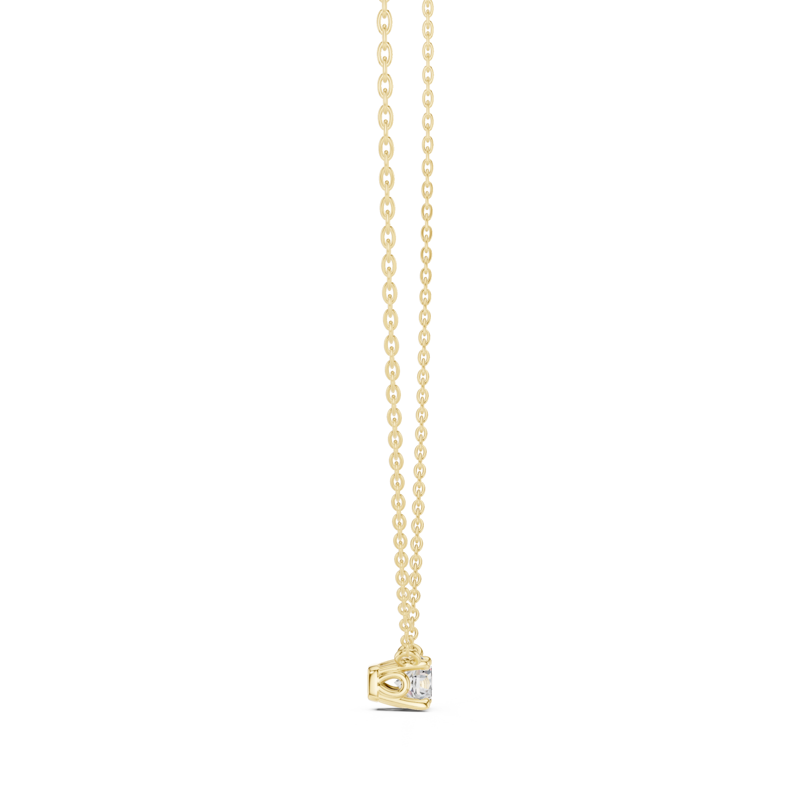  Gold Luminous Heart Solitaire Pendant Side View