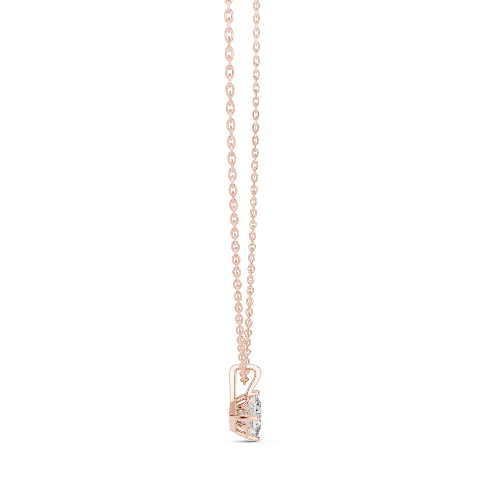  Rose Gold Enchanted Aurora Solitaire Necklace Side View