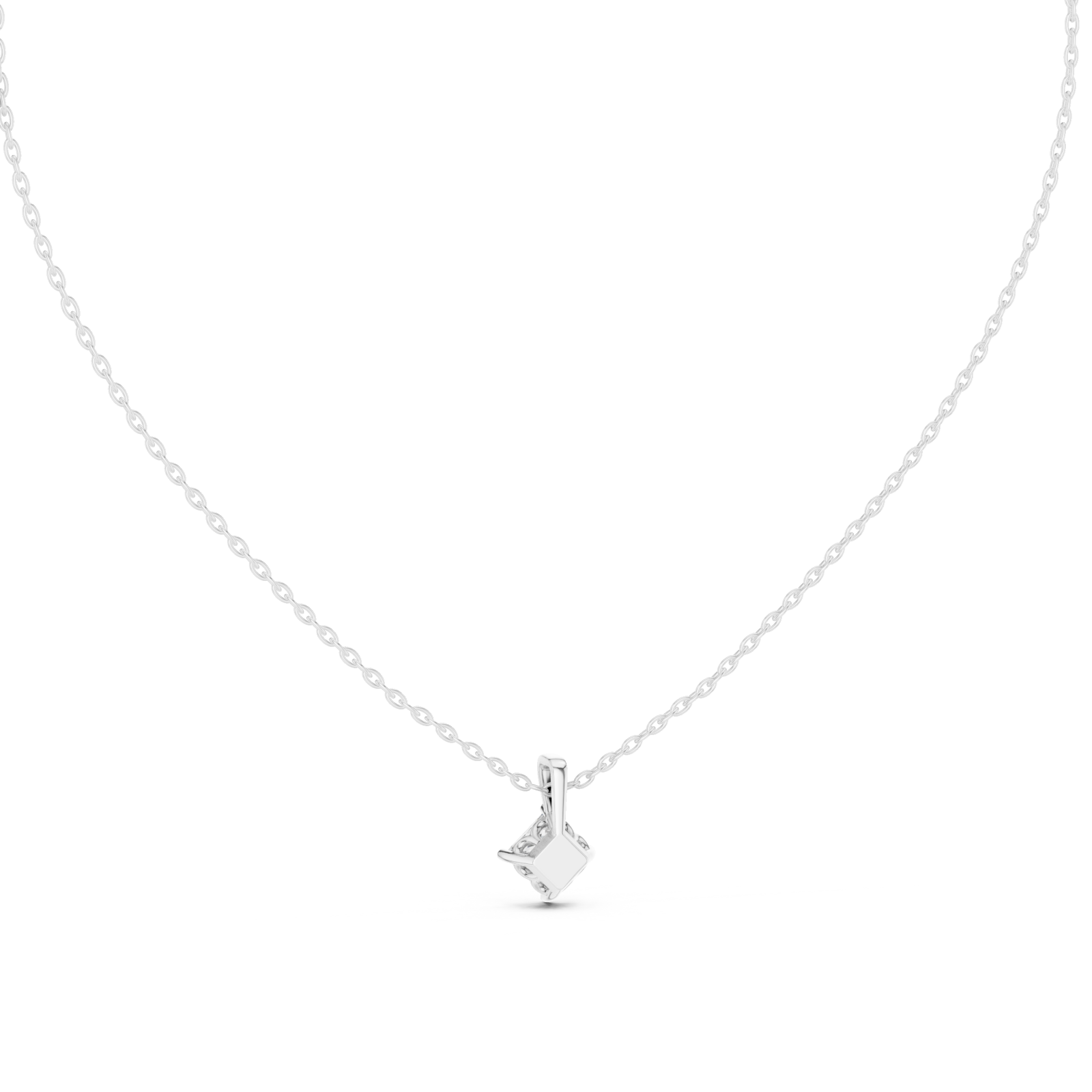 White Gold Enchanted Aurora Solitaire Necklace Front View