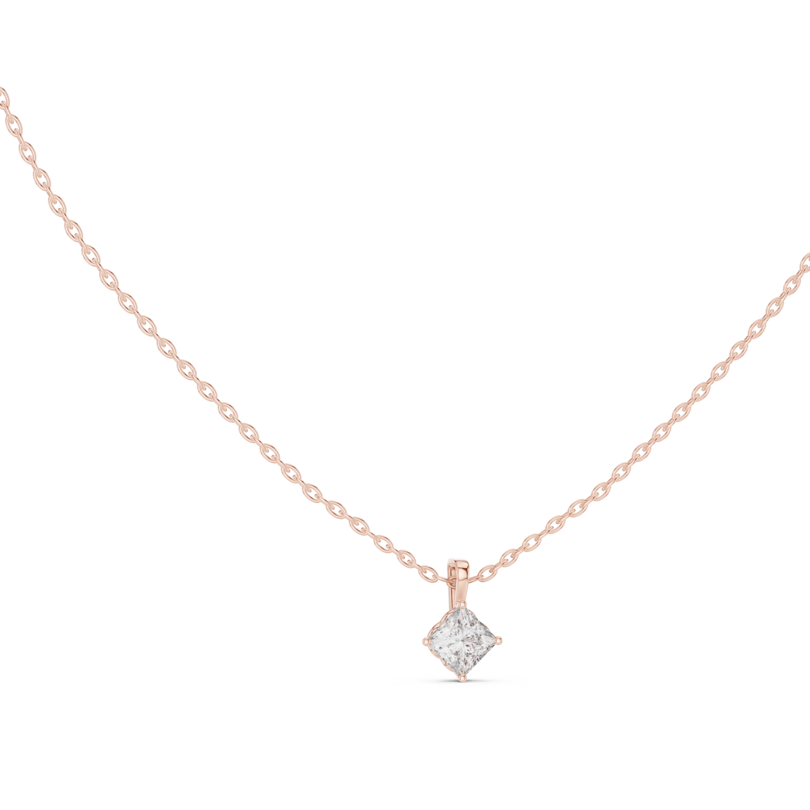  Rose Gold Ethereal Ripple Solitaire Pendant Left View