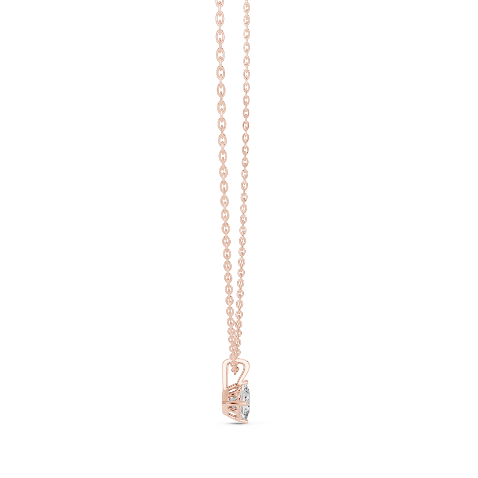  Rose Gold Ethereal Ripple Solitaire Pendant Side View